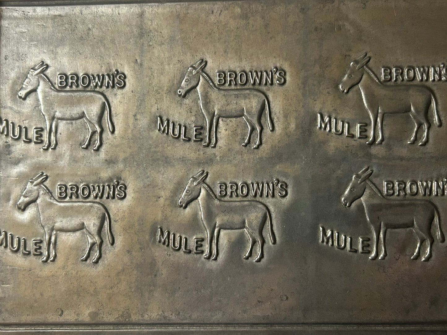 BROWN'S MULE TOBACCO TIN PLATE FOR PRESSING PLUG TOBACCO