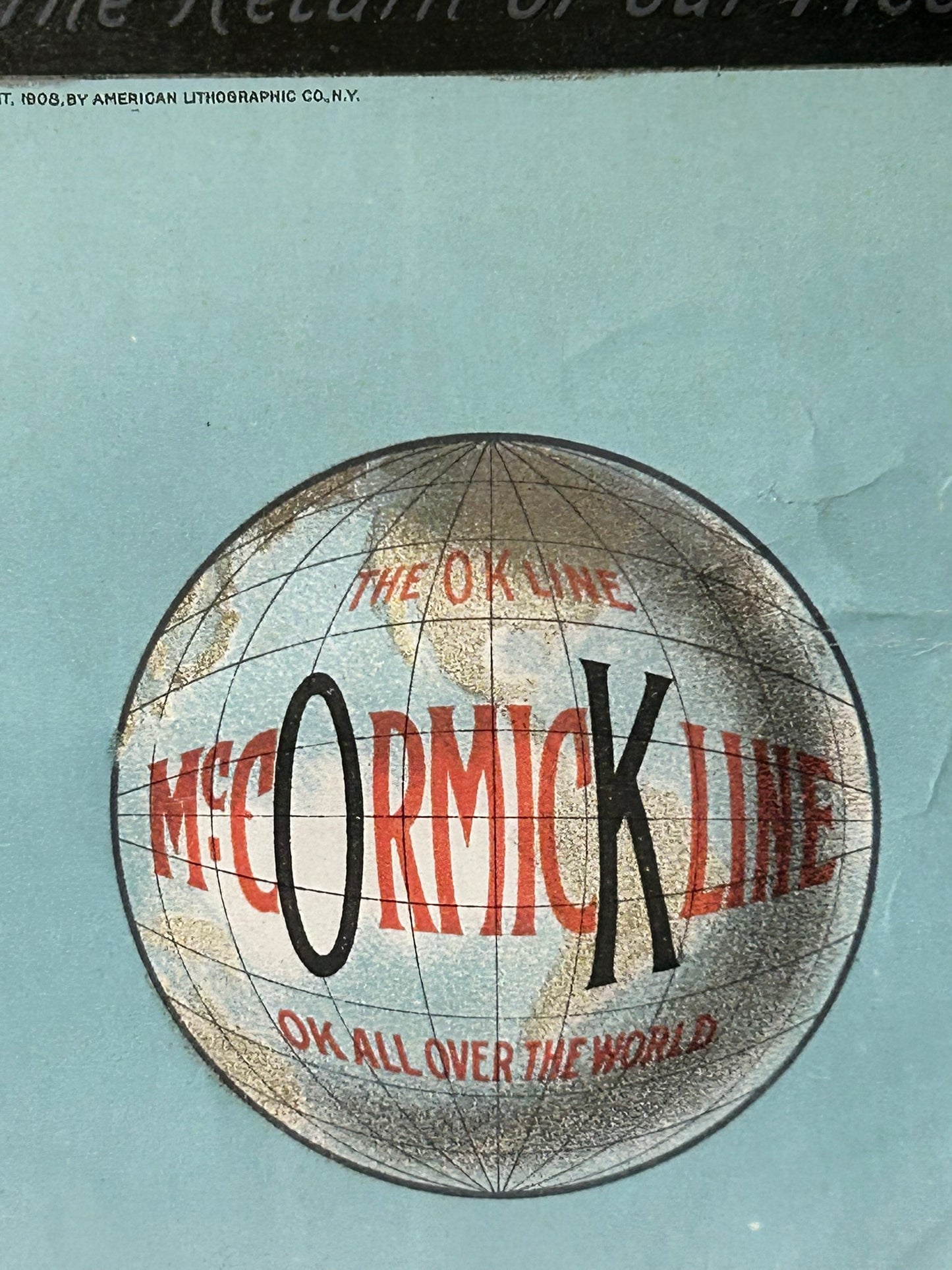 MCCORMICK LINE ADVERTISING 1909 CALENDAR WITH SHIP