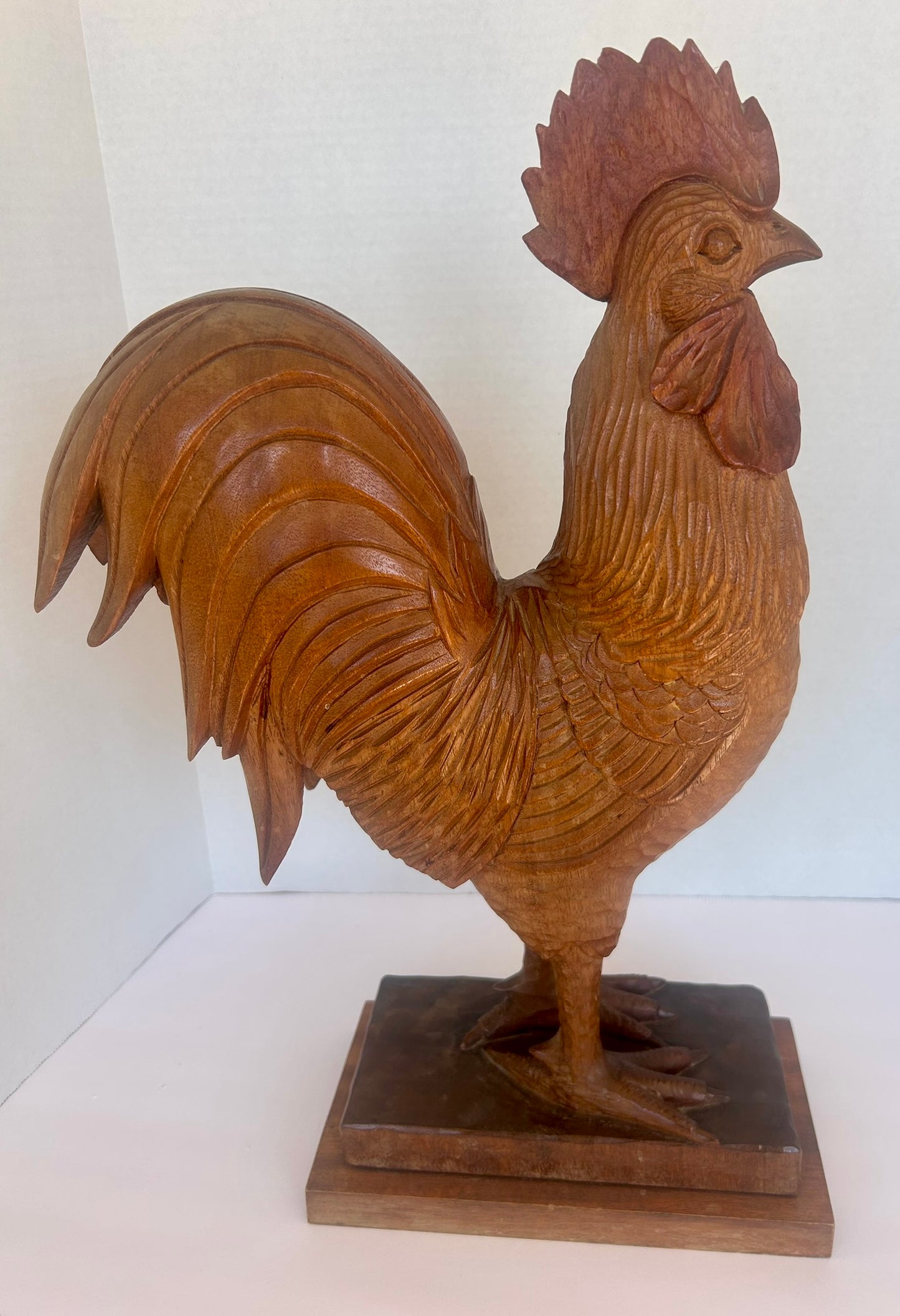 CARVED WOOD ROOSTER BY PINAL