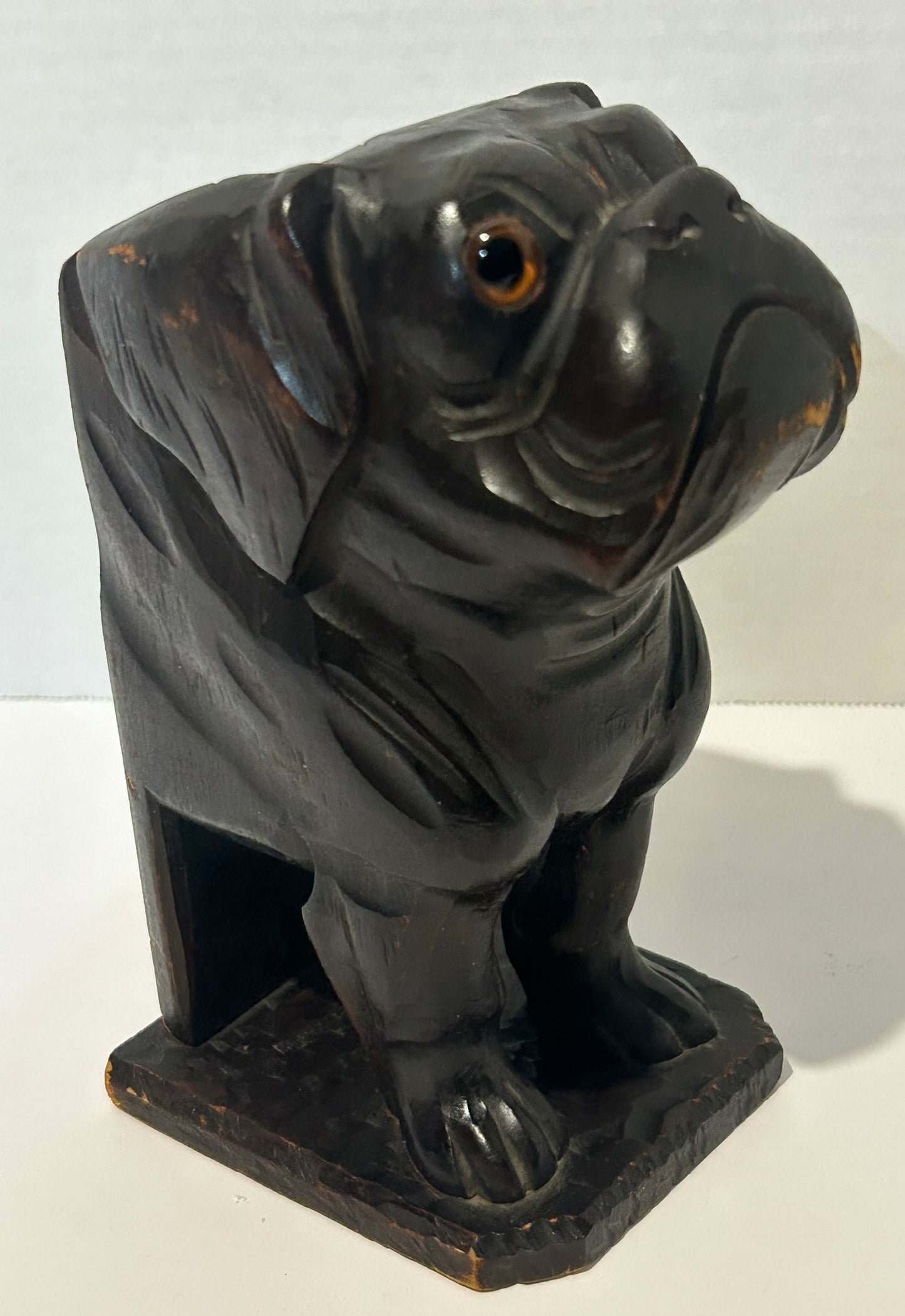 BLACK FOREST CARVED DOG ANTIQUE PENCIL HOLDER