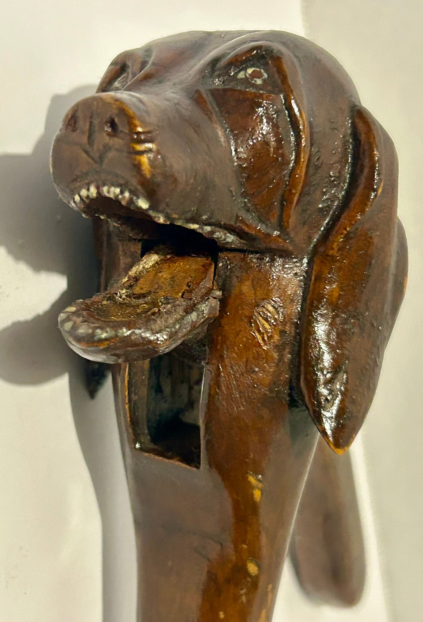 BLACK FOREST CARVED DOG ANTIQUE NUT CRACKER