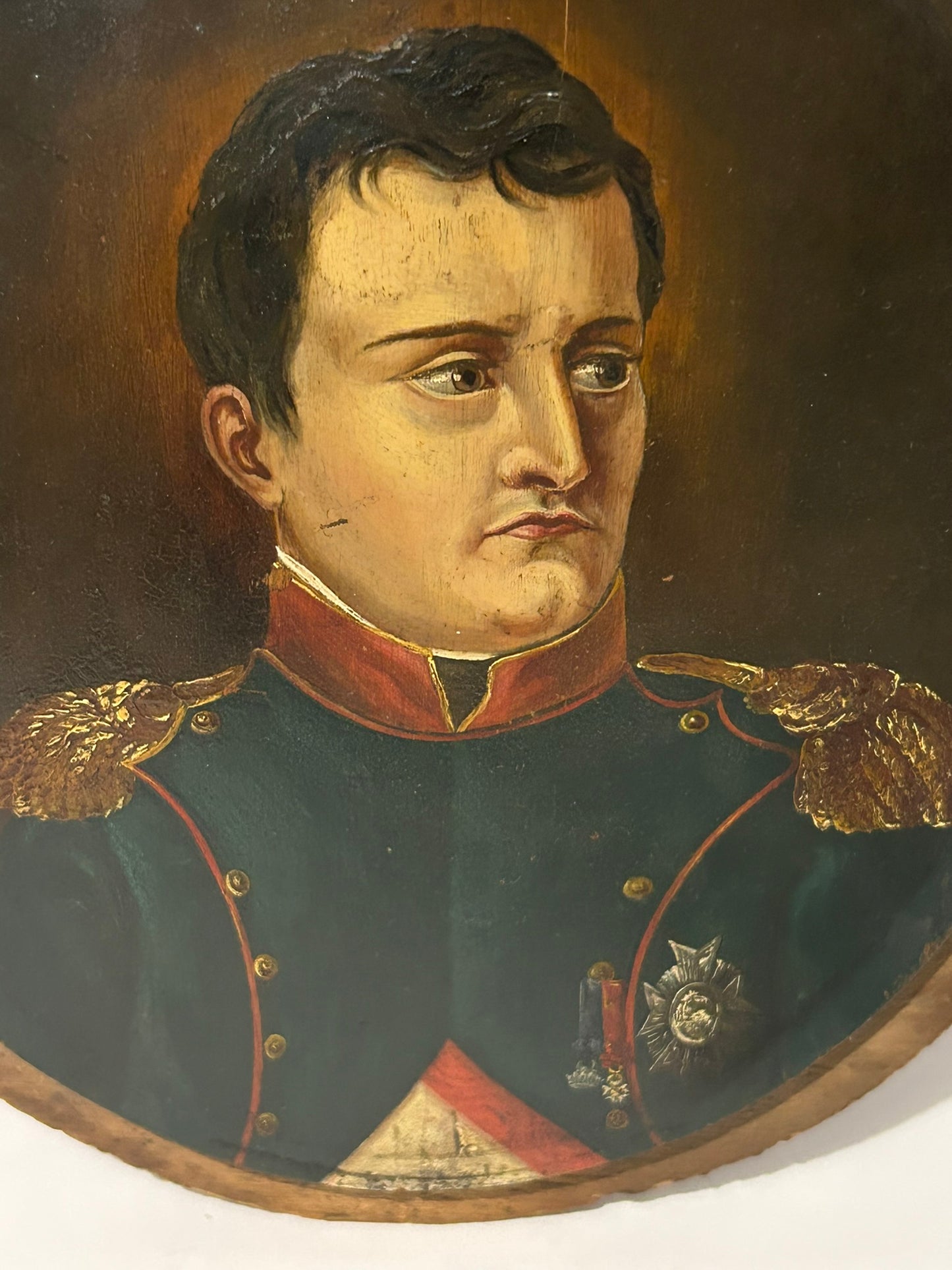 NAPOLEON ANTIQUE PORTRAIT PAINTING ON WOOD PANEL