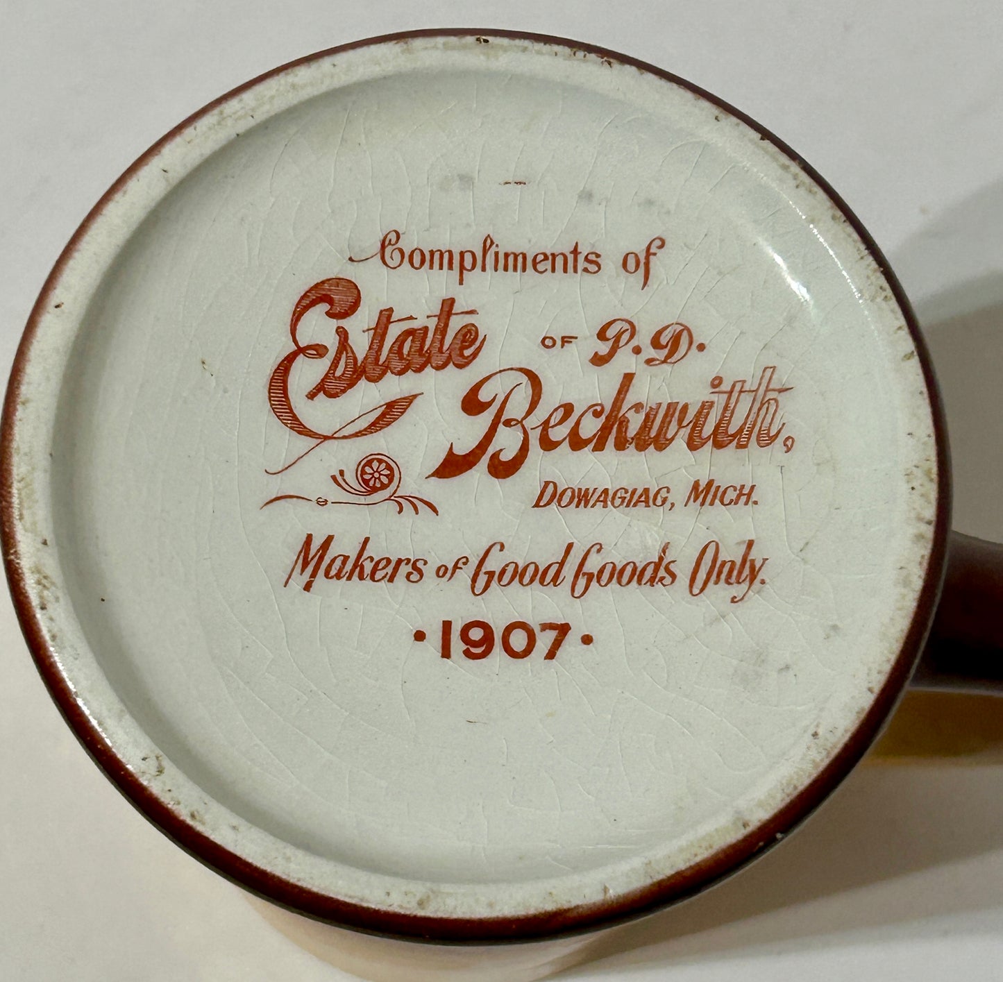 ROUND OAK STOVES ANTIQUE MUG WITH NATIVE AMERICAN DESIGN