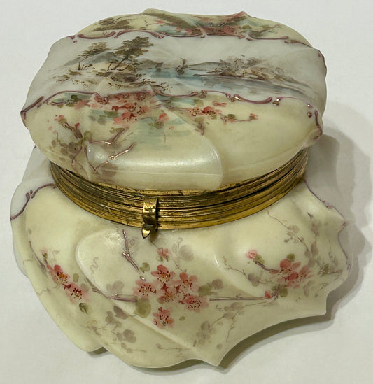 WAVECREST GLASS DRESSER BOX WITH SCENIC DESIGN