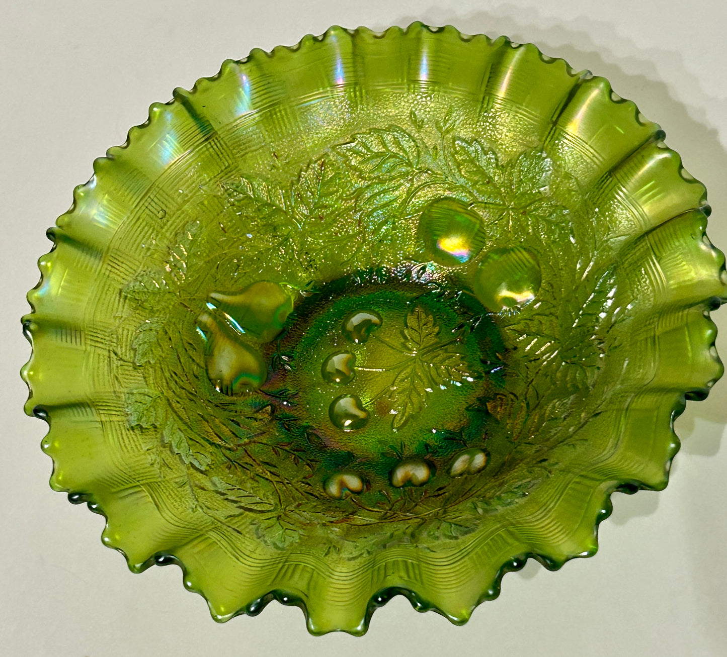 CARNIVAL GLASS THREE FRUITS BOWL