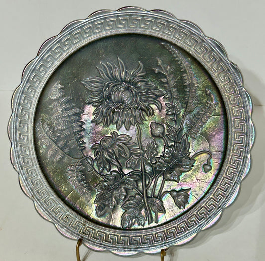 IMPERIAL CARNIVAL GLASS OLD SMOKY CHRYSANTHEMUM CHOP PLATE