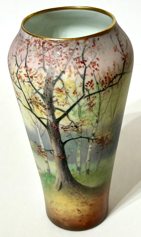 PICKARD VELUM FINISH HANDPAINTED LANDSCAPE VASE SIGNED CHALLINOR