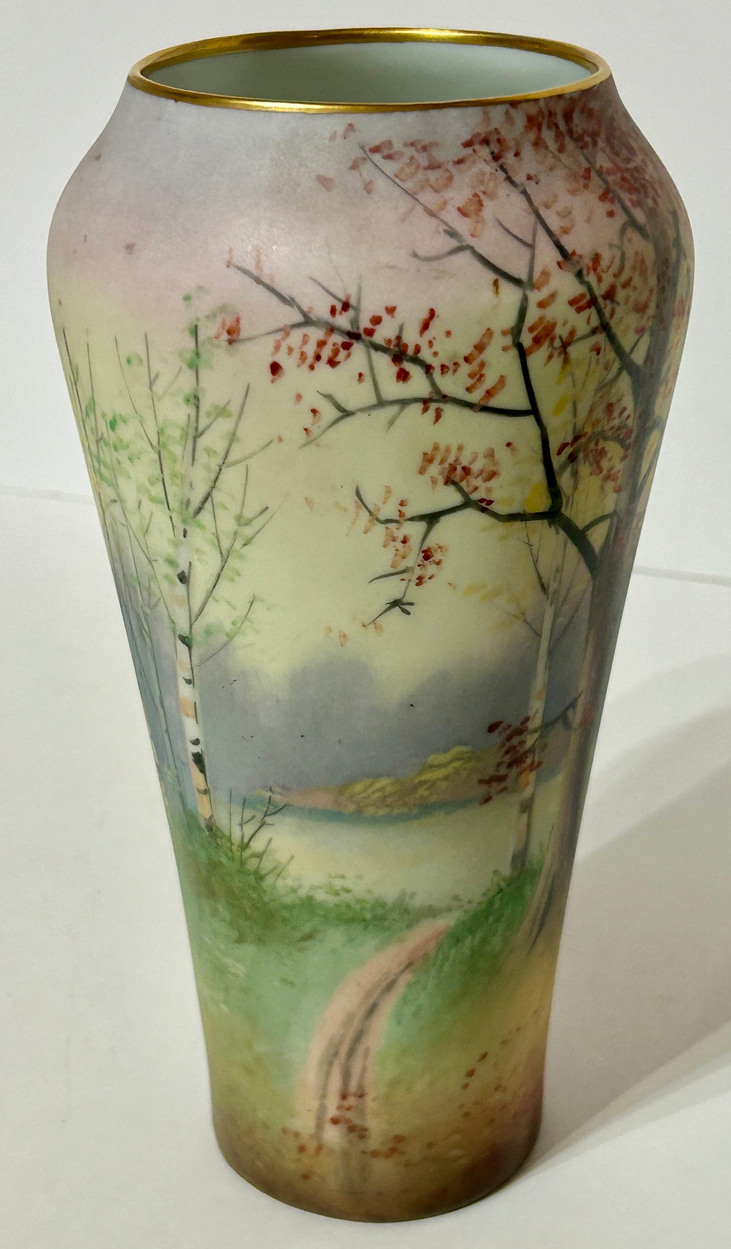 PICKARD VELUM FINISH HANDPAINTED LANDSCAPE VASE SIGNED CHALLINOR