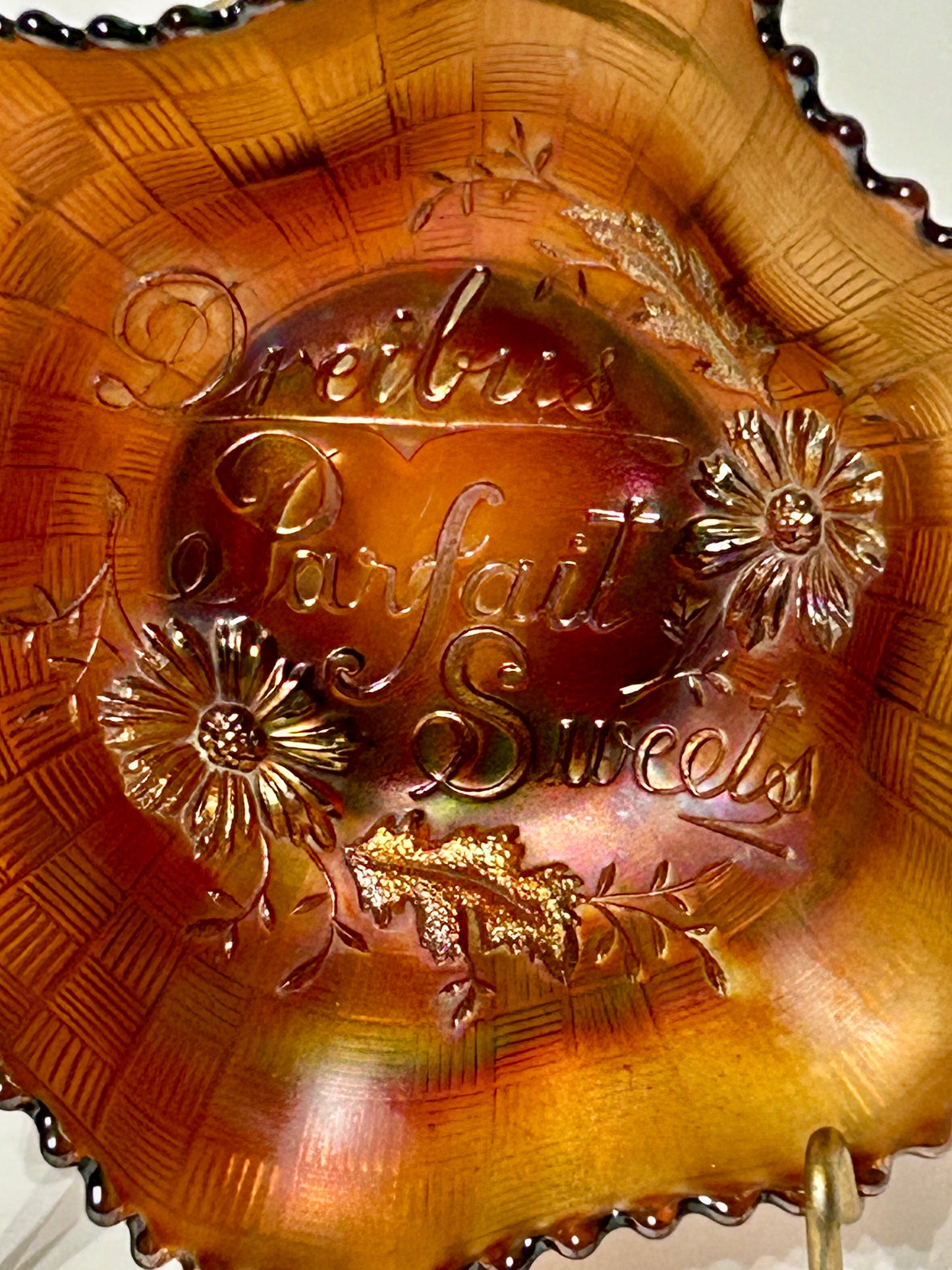 CARNIVAL GLASS NORTHWOOD ADVERTISING BOWL FOR DREIBUS PARFAIT SWEETS