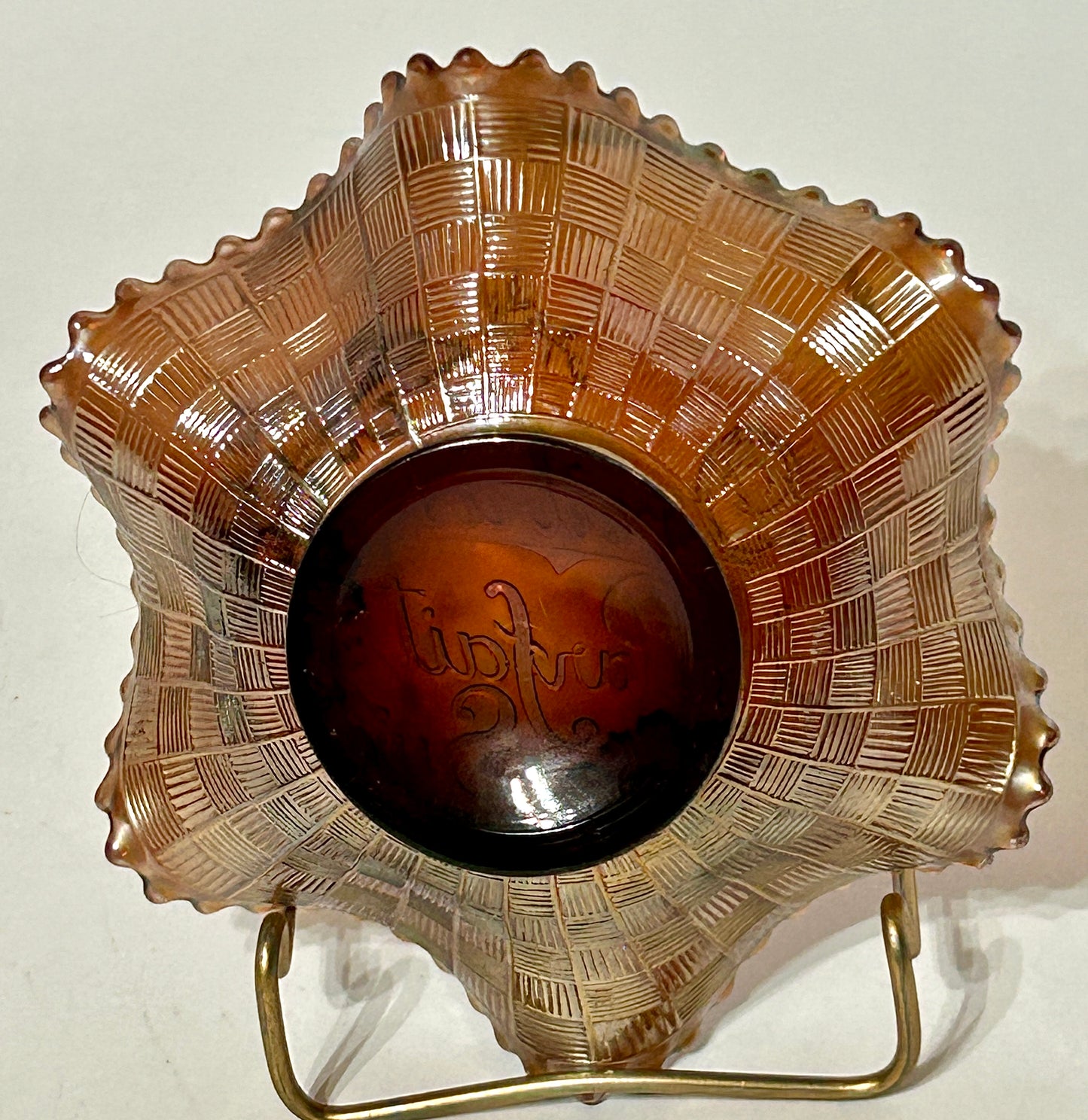 CARNIVAL GLASS NORTHWOOD ADVERTISING BOWL FOR DREIBUS PARFAIT SWEETS