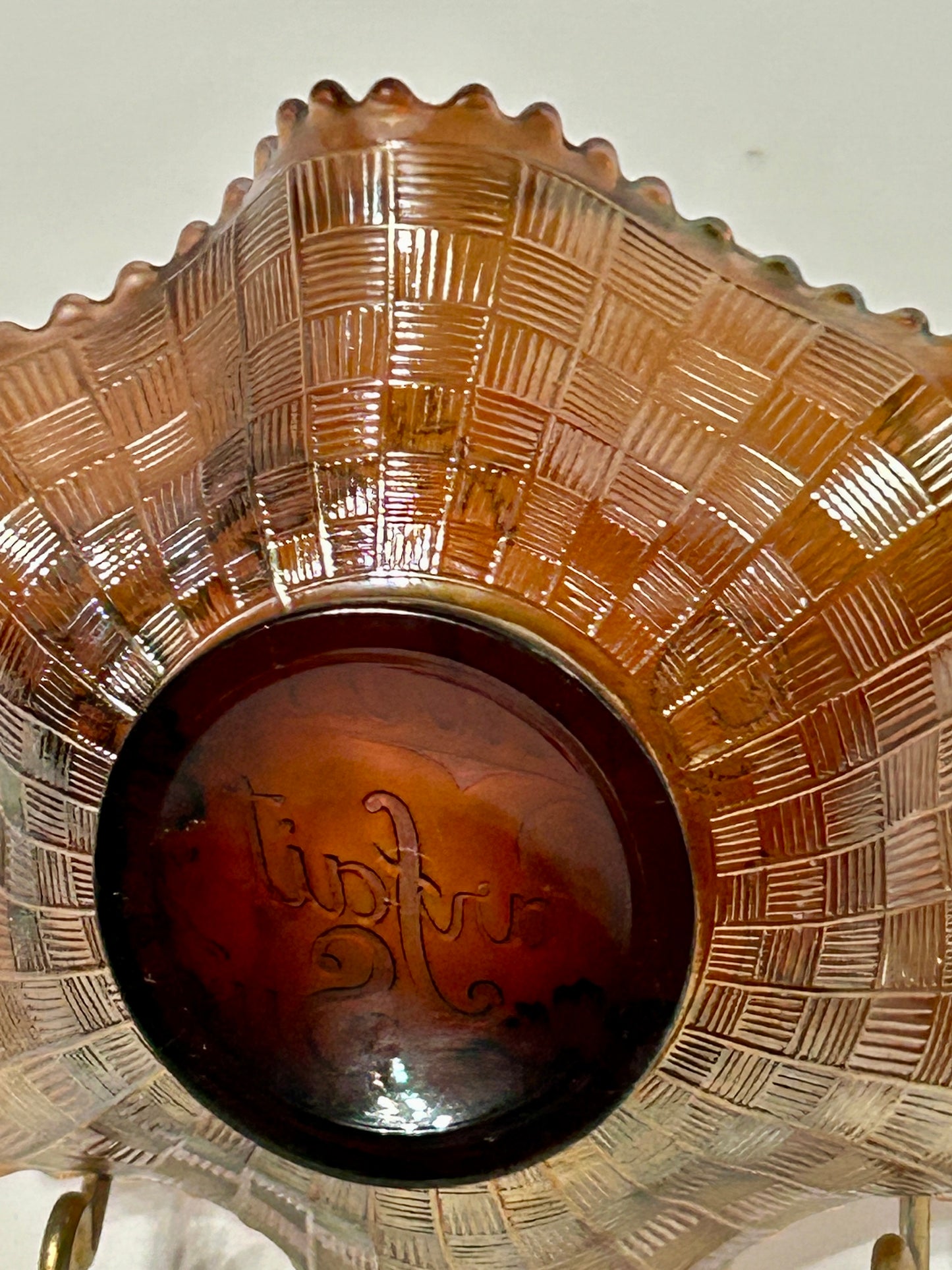 CARNIVAL GLASS NORTHWOOD ADVERTISING BOWL FOR DREIBUS PARFAIT SWEETS