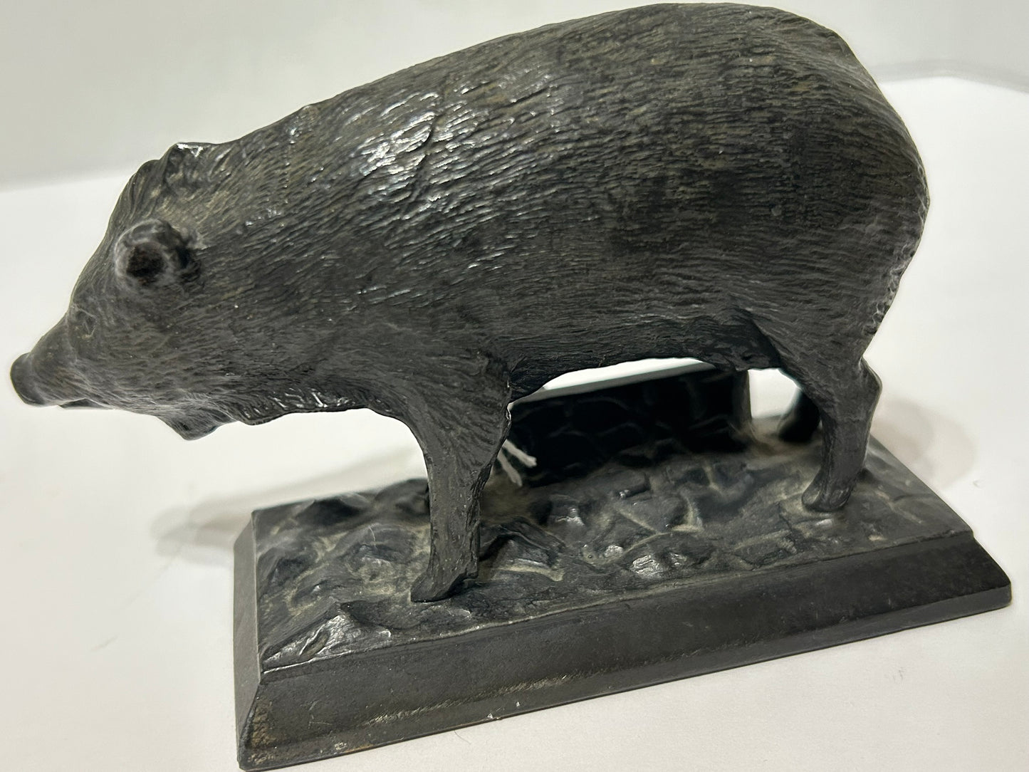 FIGURAL WHART HOG ADVERTISING PAPERWEIGHT FOR KARG BROTHERS GLOVES
