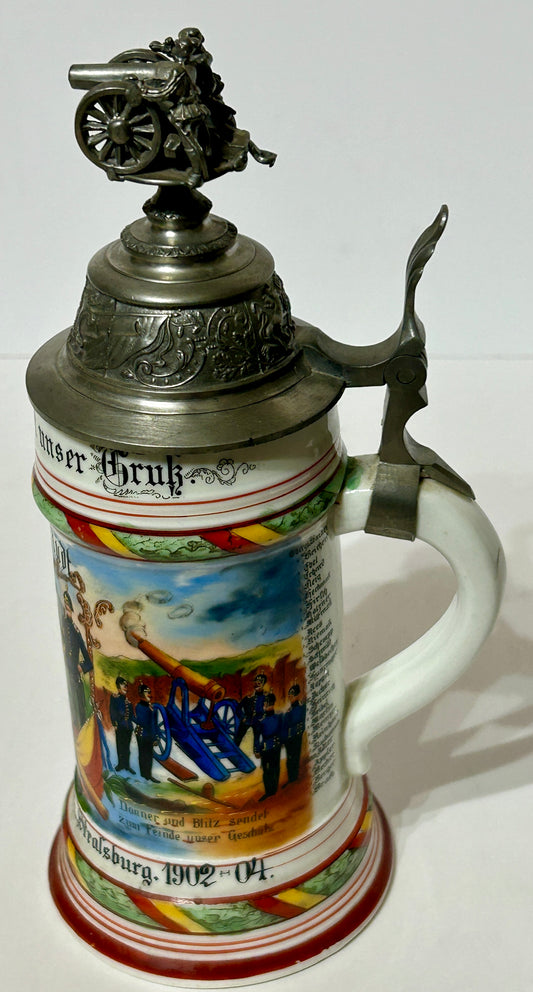 GERMAN REGIMENTAL 1904 STEIN WITH LITHOPANE BOTTOM