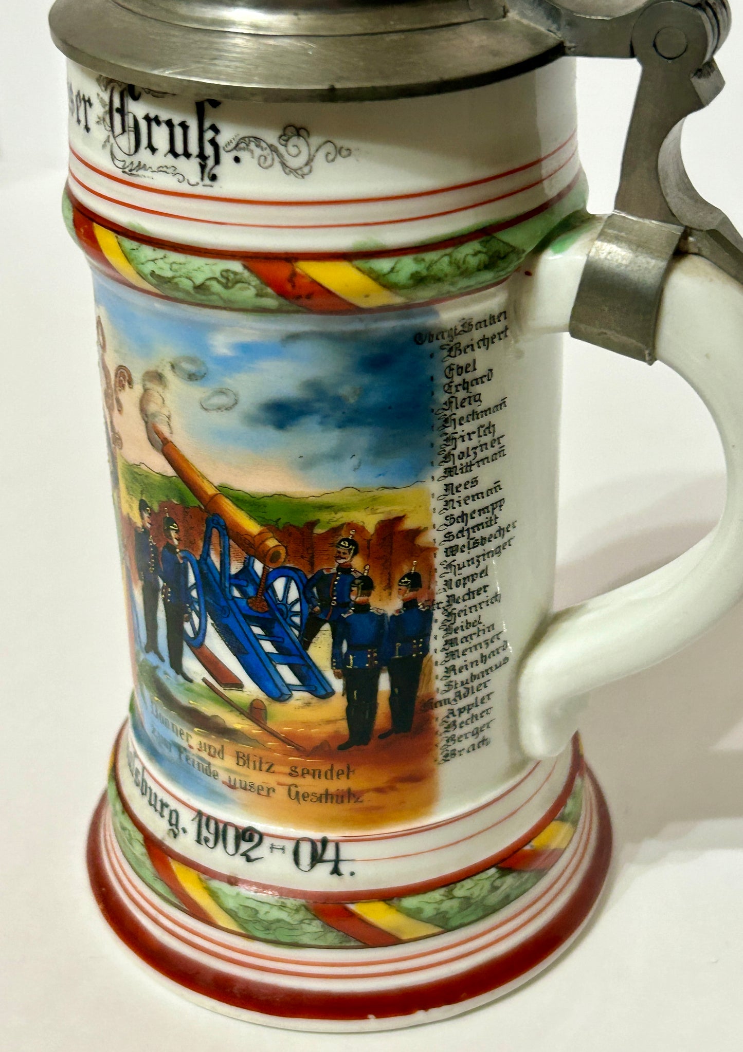 GERMAN REGIMENTAL 1904 STEIN WITH LITHOPANE BOTTOM