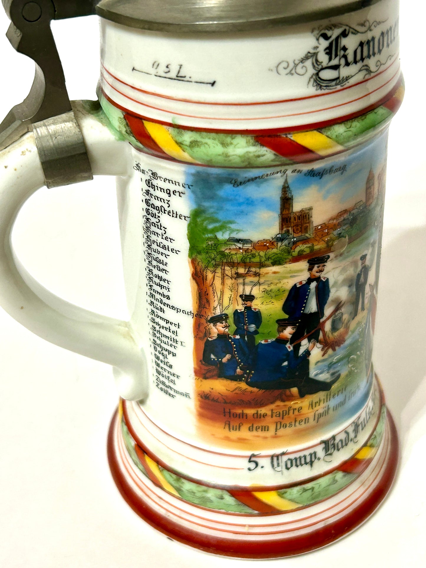 GERMAN REGIMENTAL 1904 STEIN WITH LITHOPANE BOTTOM