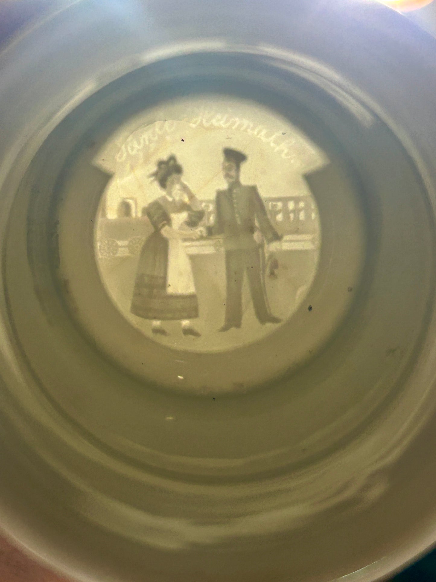 GERMAN REGIMENTAL 1904 STEIN WITH LITHOPANE BOTTOM