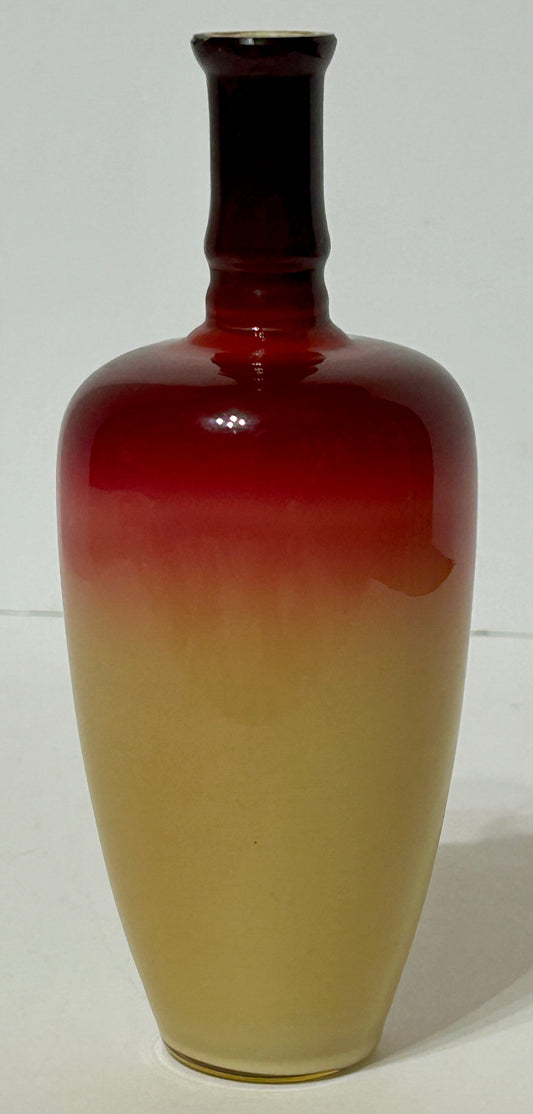 ANTIQUE WHEELING SHINY PEACHBLOW GLASS MORGAN SHAPE VASE