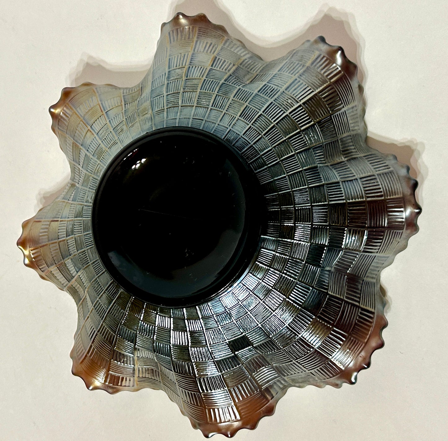 CARNIVAL GLASS PURPLE STRAWBERRY PATTERN BOWL BY NORTHWOOD