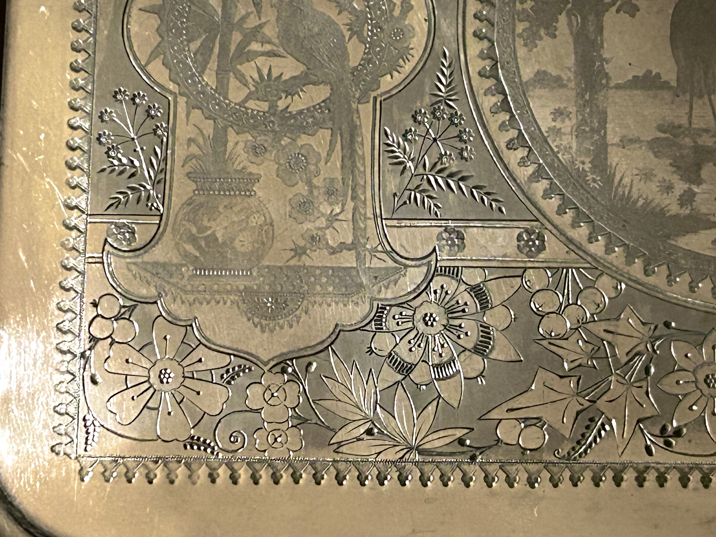 AESTHETIC MOVEMENT VERY LARGE ANTIQUE SILVERPLATE TRAY