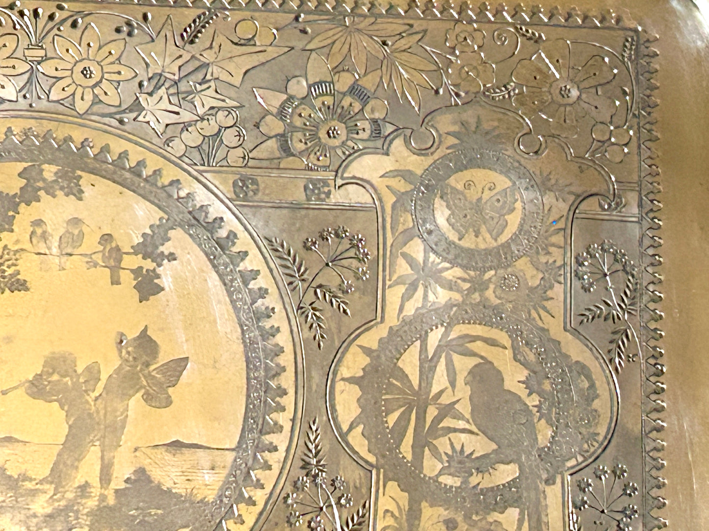 AESTHETIC MOVEMENT VERY LARGE ANTIQUE SILVERPLATE TRAY