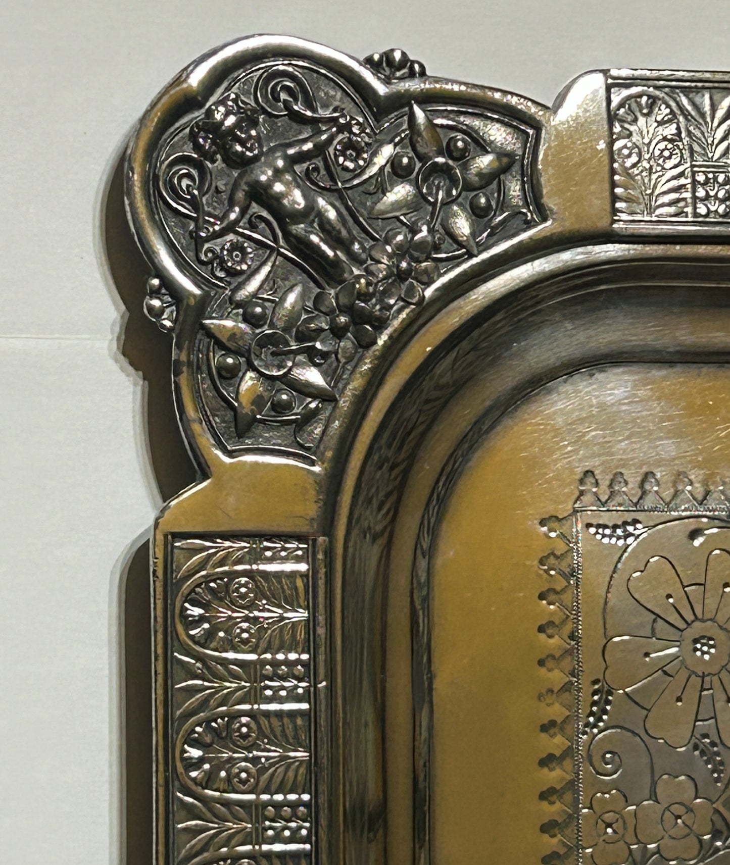 AESTHETIC MOVEMENT VERY LARGE ANTIQUE SILVERPLATE TRAY