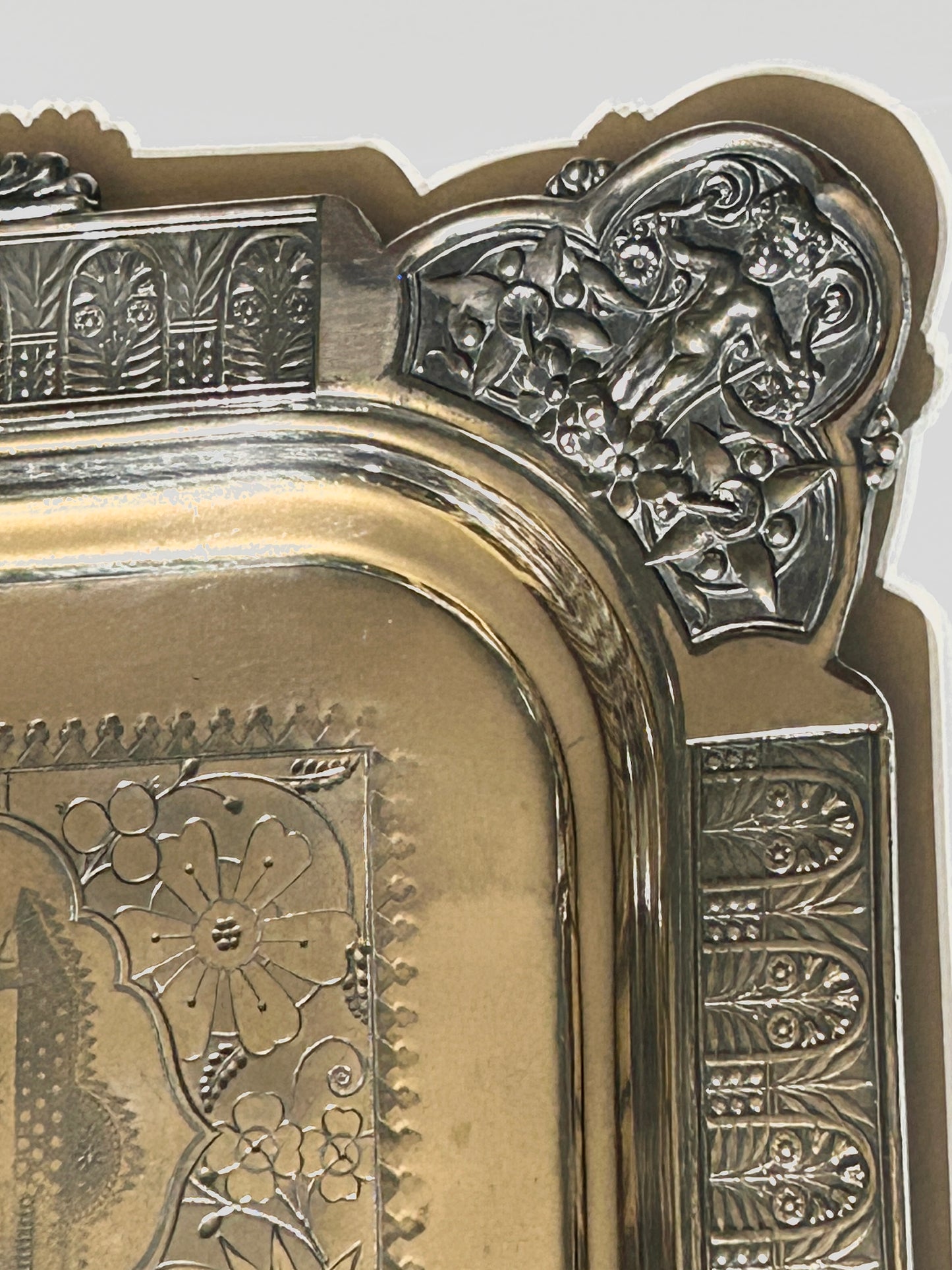 AESTHETIC MOVEMENT VERY LARGE ANTIQUE SILVERPLATE TRAY