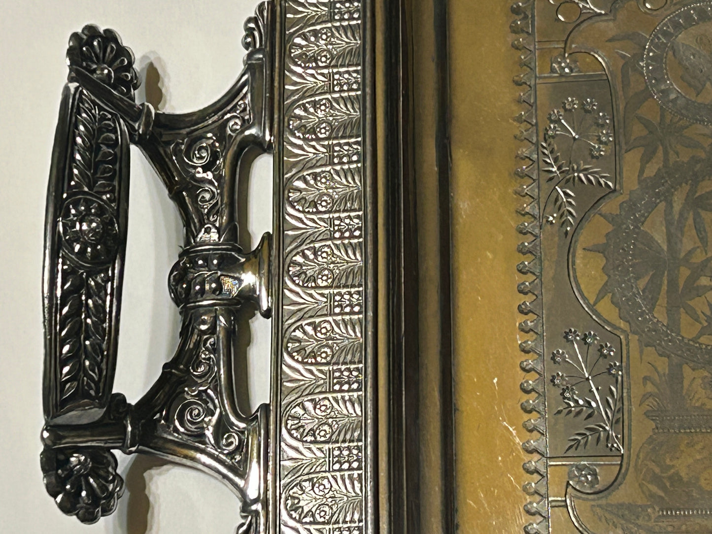 AESTHETIC MOVEMENT VERY LARGE ANTIQUE SILVERPLATE TRAY