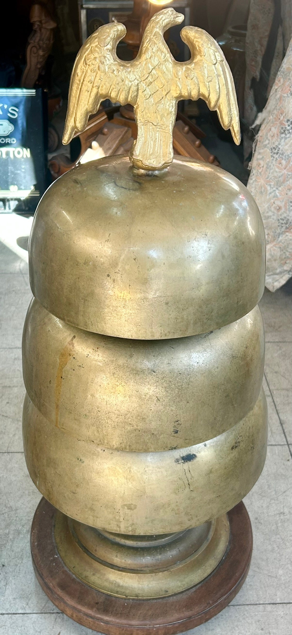 TRIPLE GRADULATED ANTIQUE BRONZE BELL GONG
