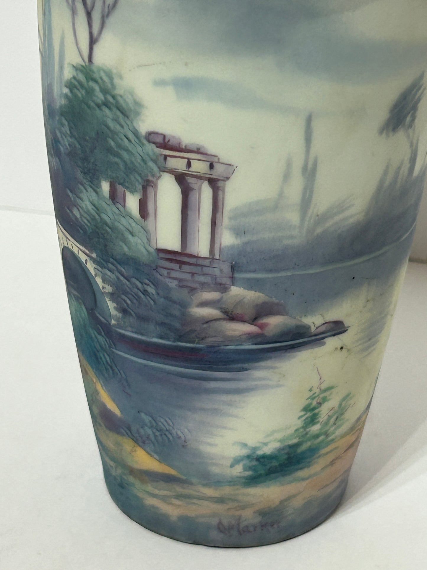 PICKARD VELUM FINISH SCENIC VASE ARTIST SIGNED