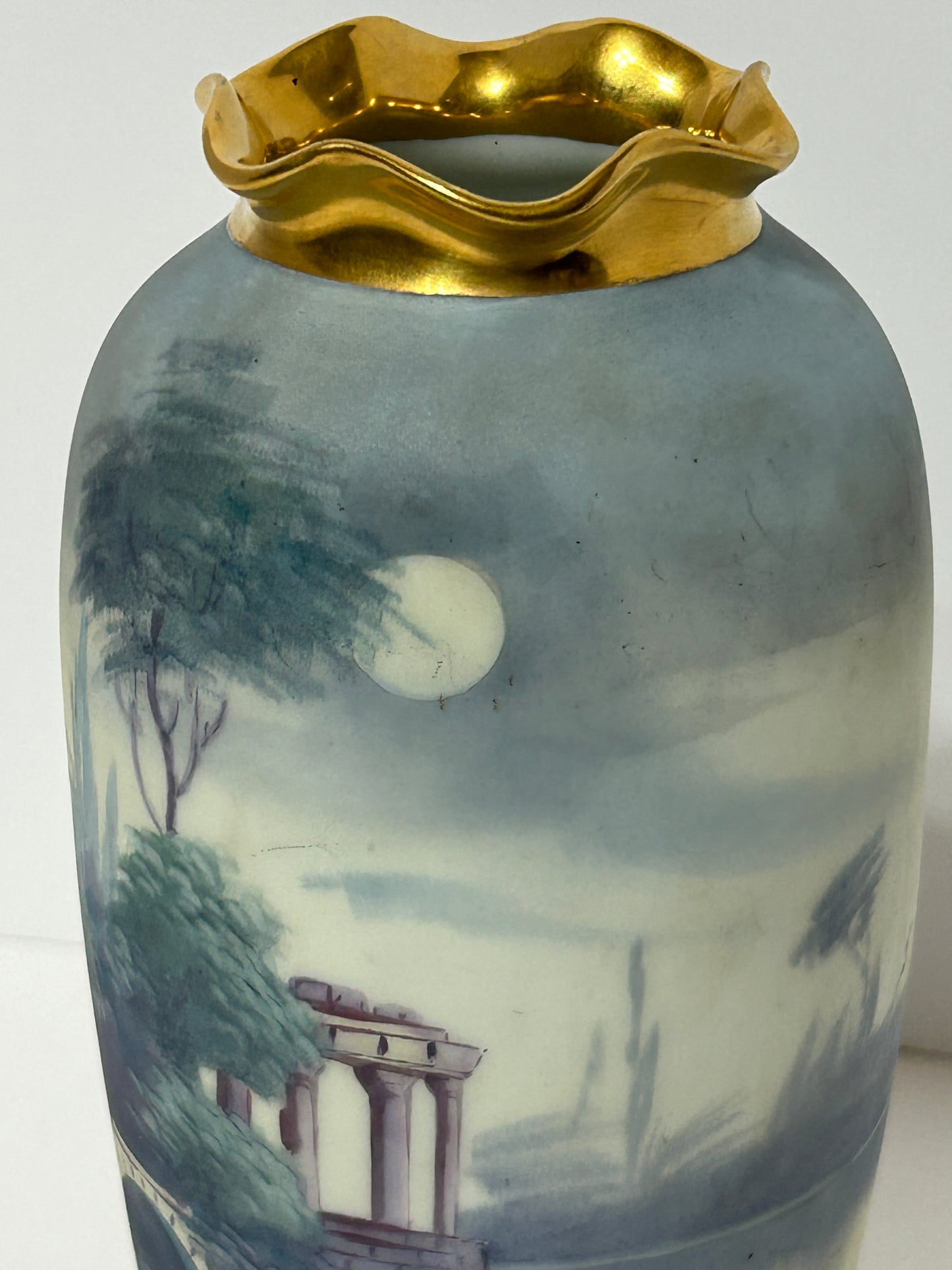 PICKARD VELUM FINISH SCENIC VASE ARTIST SIGNED