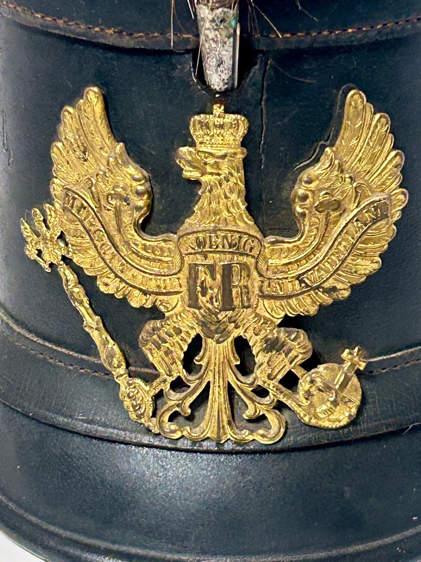 PRUSSIAN SHAKO ENLISTED LEATHER HELMET EARLY