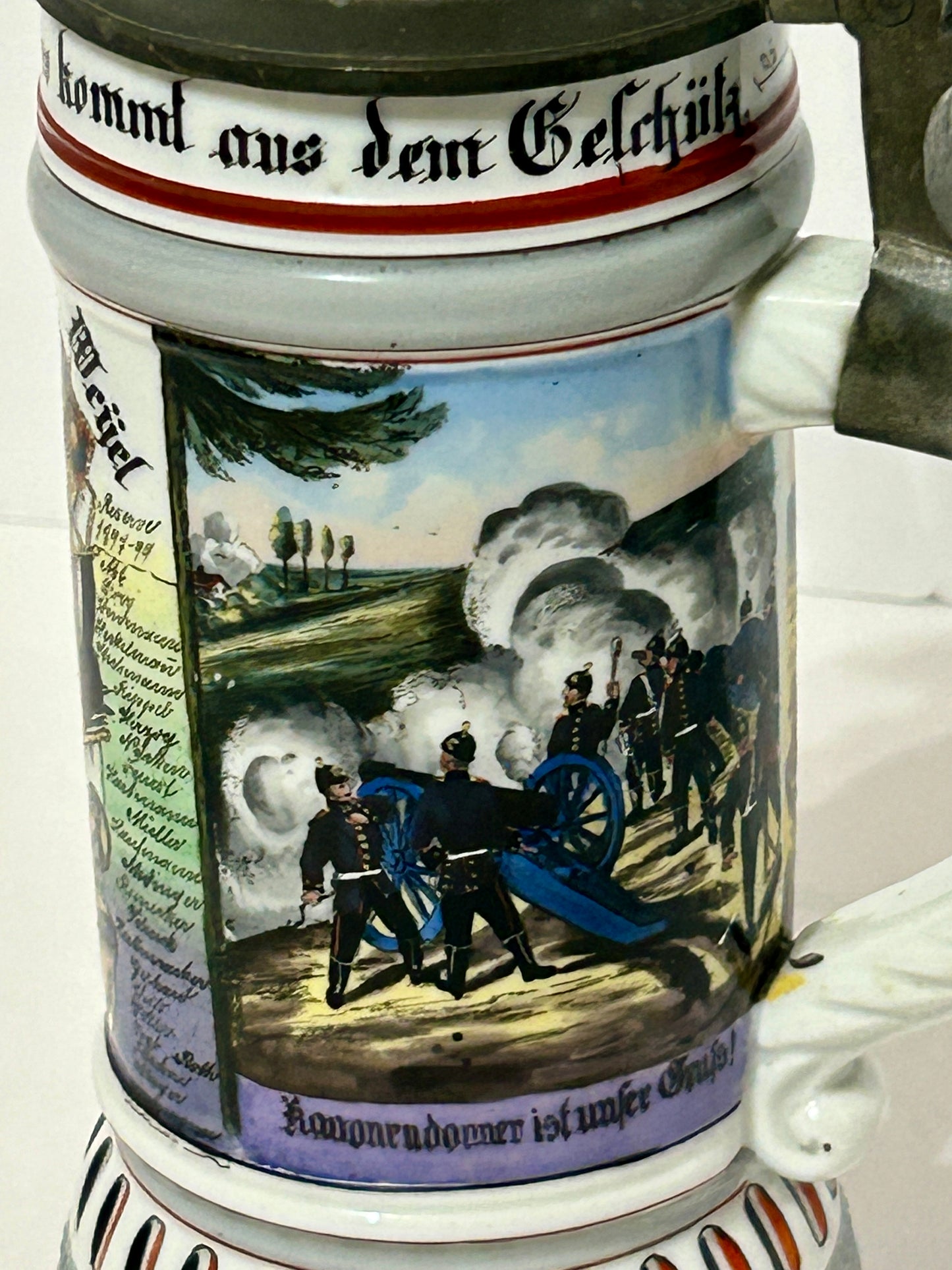 ANTIQUE GERMAN REGIMENTAL BEER STEIN WITH LITHOPANE BOTTOM