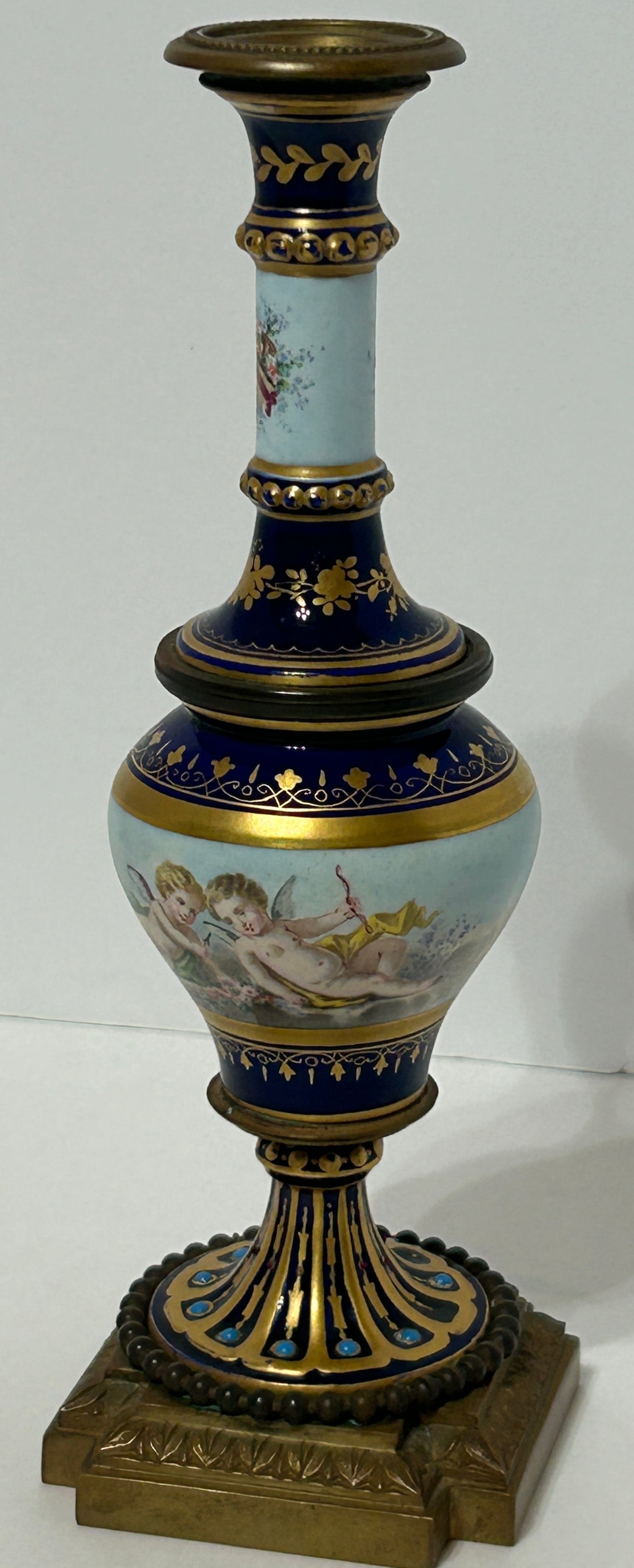 ANTIQUE FRENCH ENAMELED BRONZE COLUMN