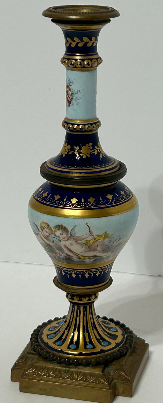 ANTIQUE FRENCH ENAMELED BRONZE COLUMN