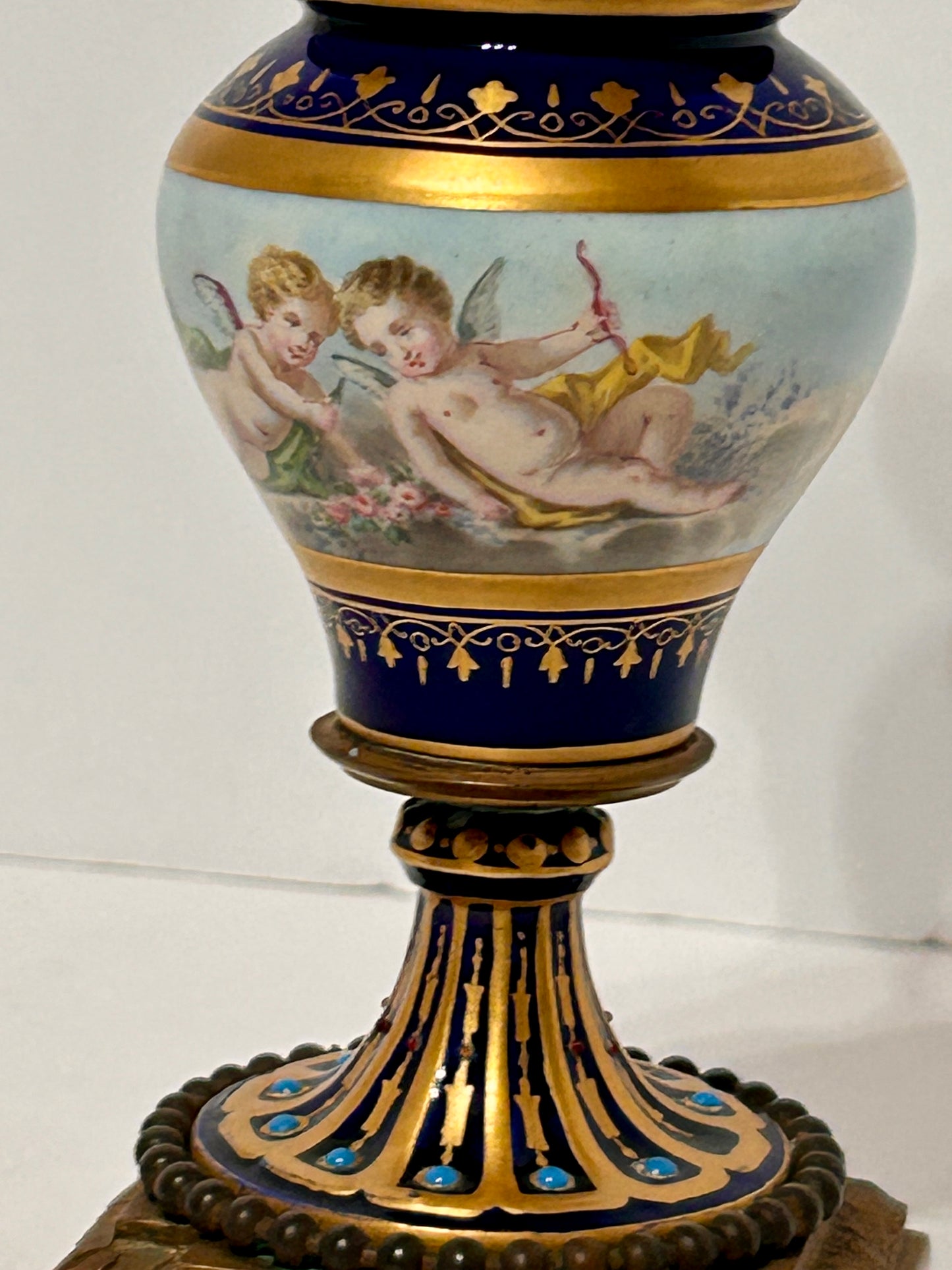 ANTIQUE FRENCH ENAMELED BRONZE COLUMN