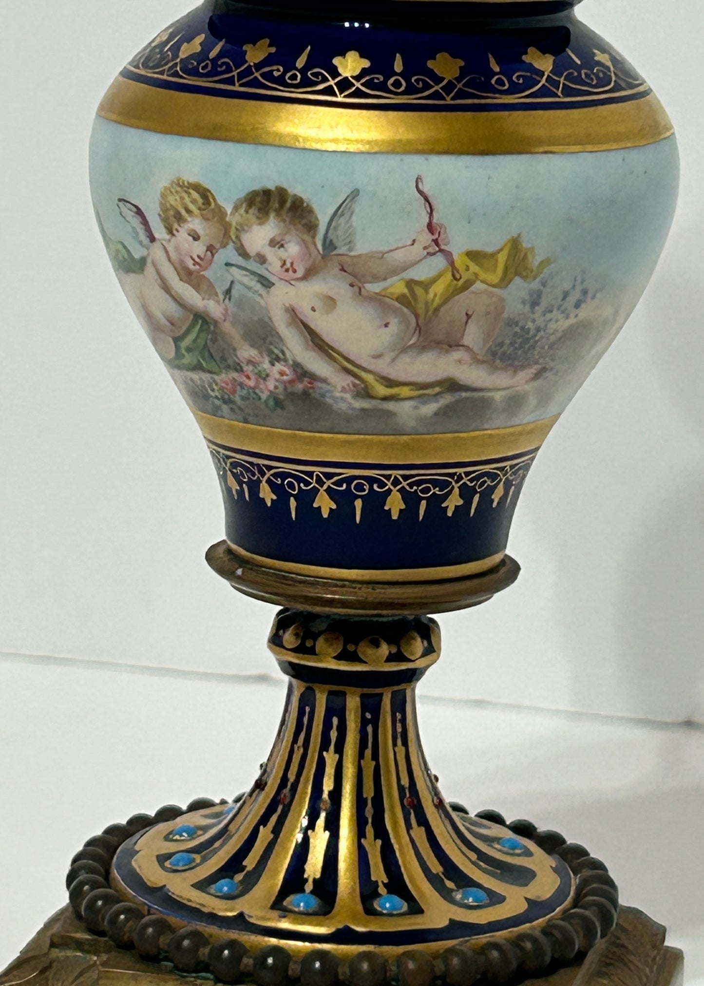 ANTIQUE FRENCH ENAMELED BRONZE COLUMN