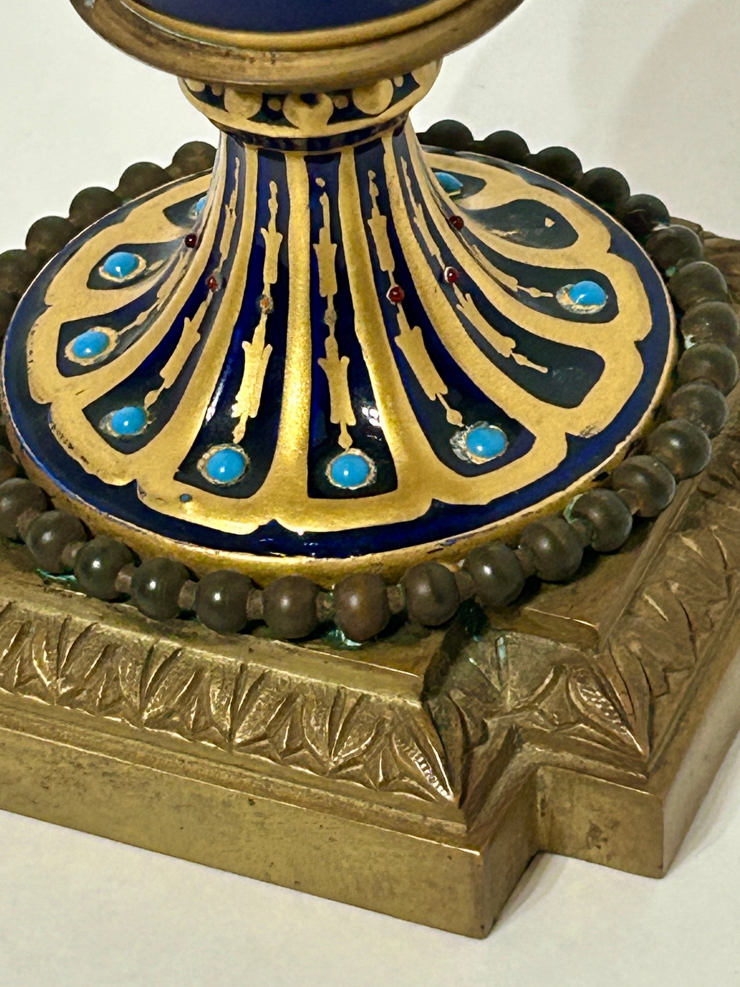 ANTIQUE FRENCH ENAMELED BRONZE COLUMN