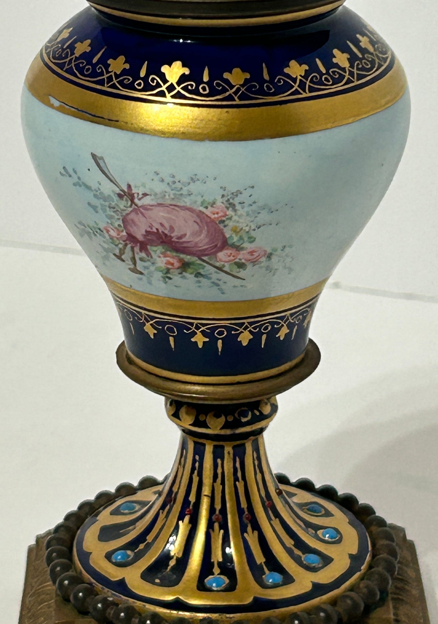 ANTIQUE FRENCH ENAMELED BRONZE COLUMN