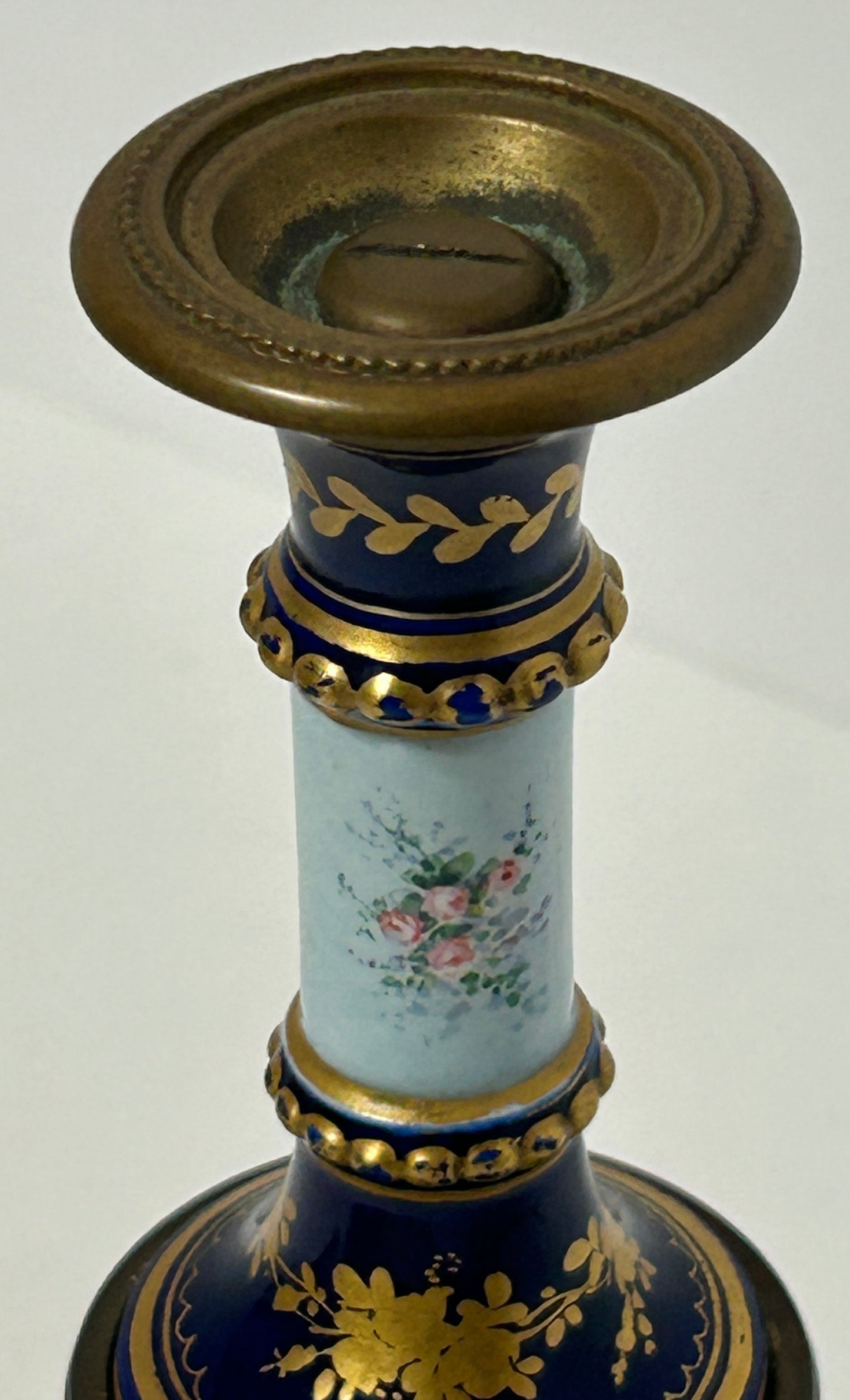 ANTIQUE FRENCH ENAMELED BRONZE COLUMN