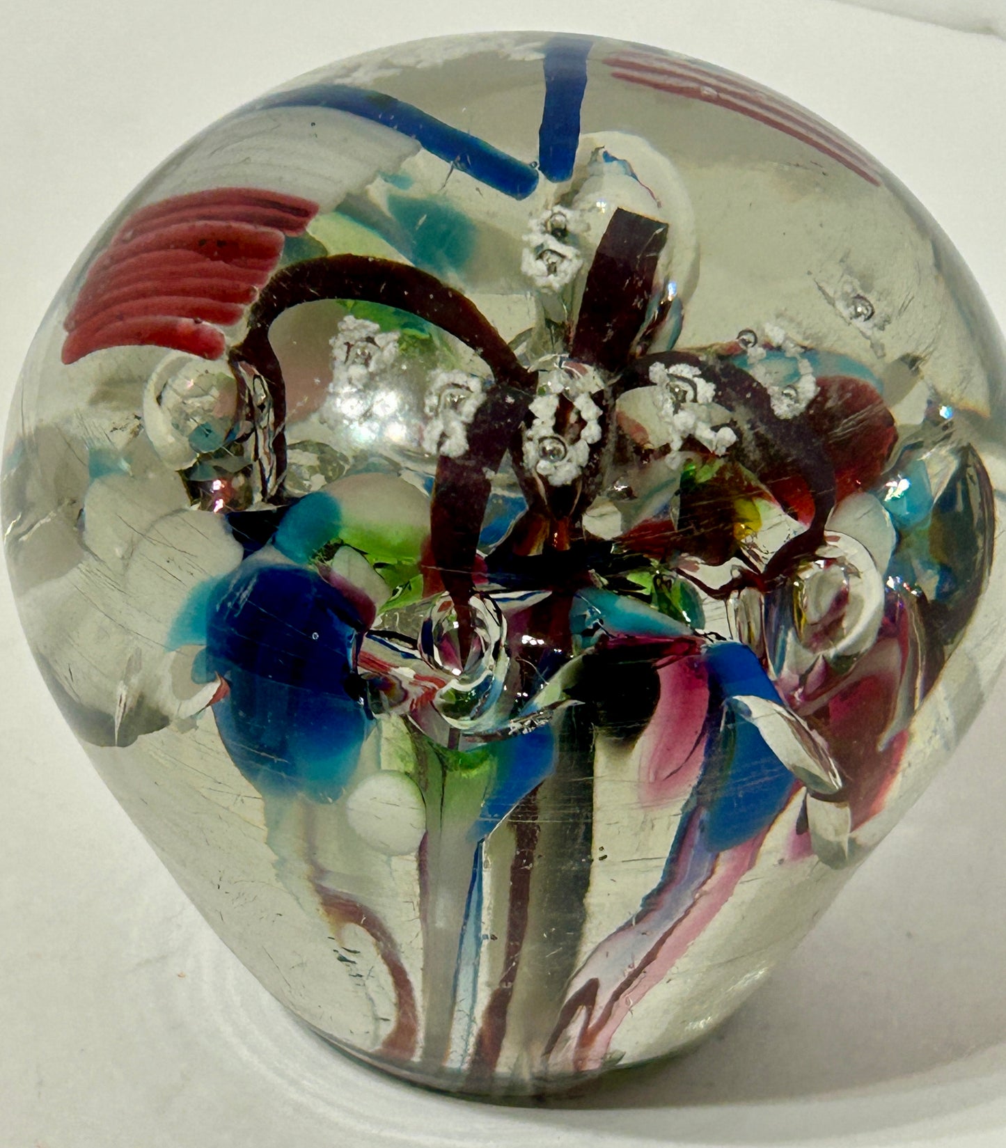 WORLE WAR I ERA GLASS PAPERWEIGHT OR DOOR STOP WITH PATRIOTIC EAGLE AND FLAGS