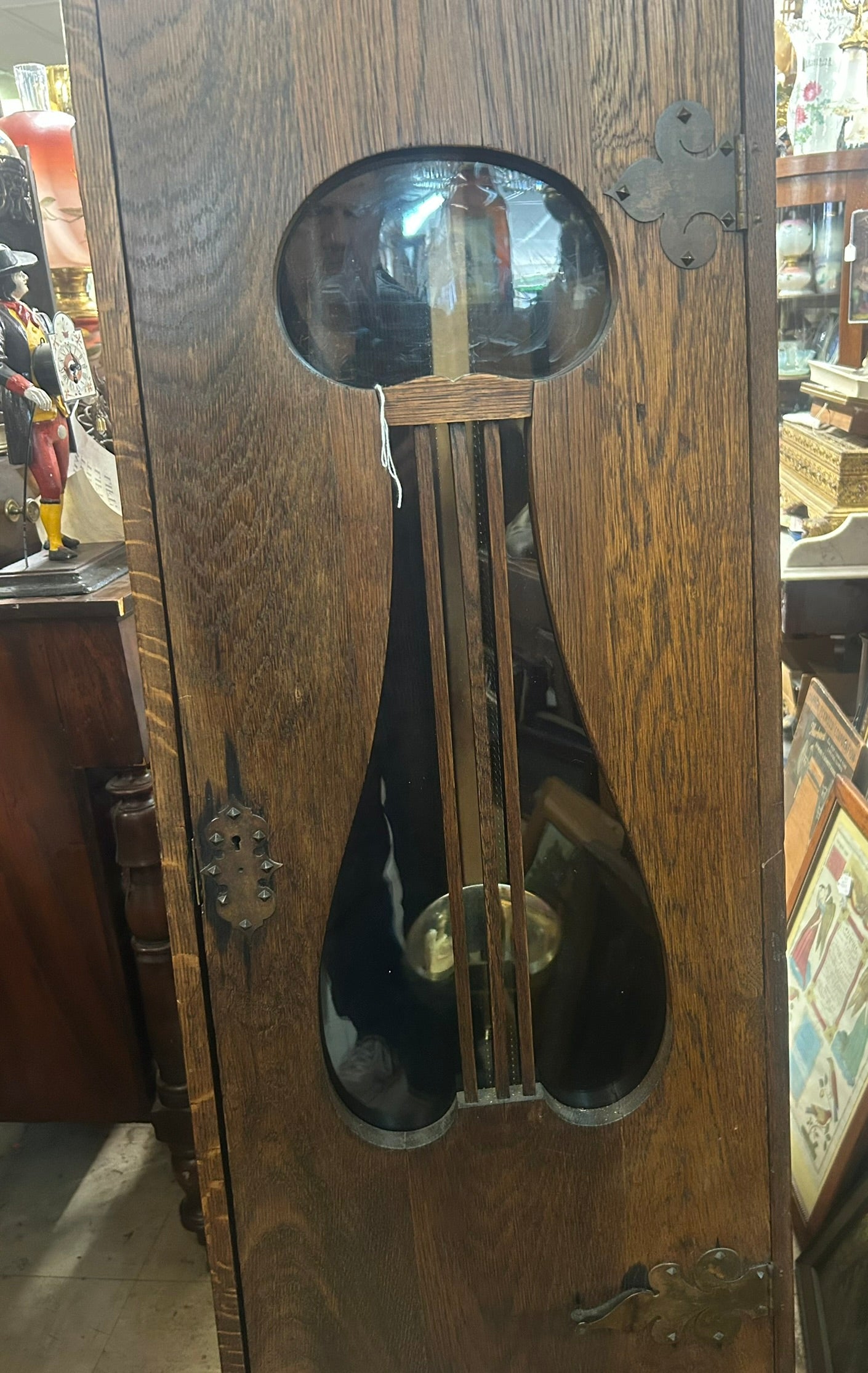 ARTS AND CRAFTS ANTIQUE OAK FLOOR CLOCK