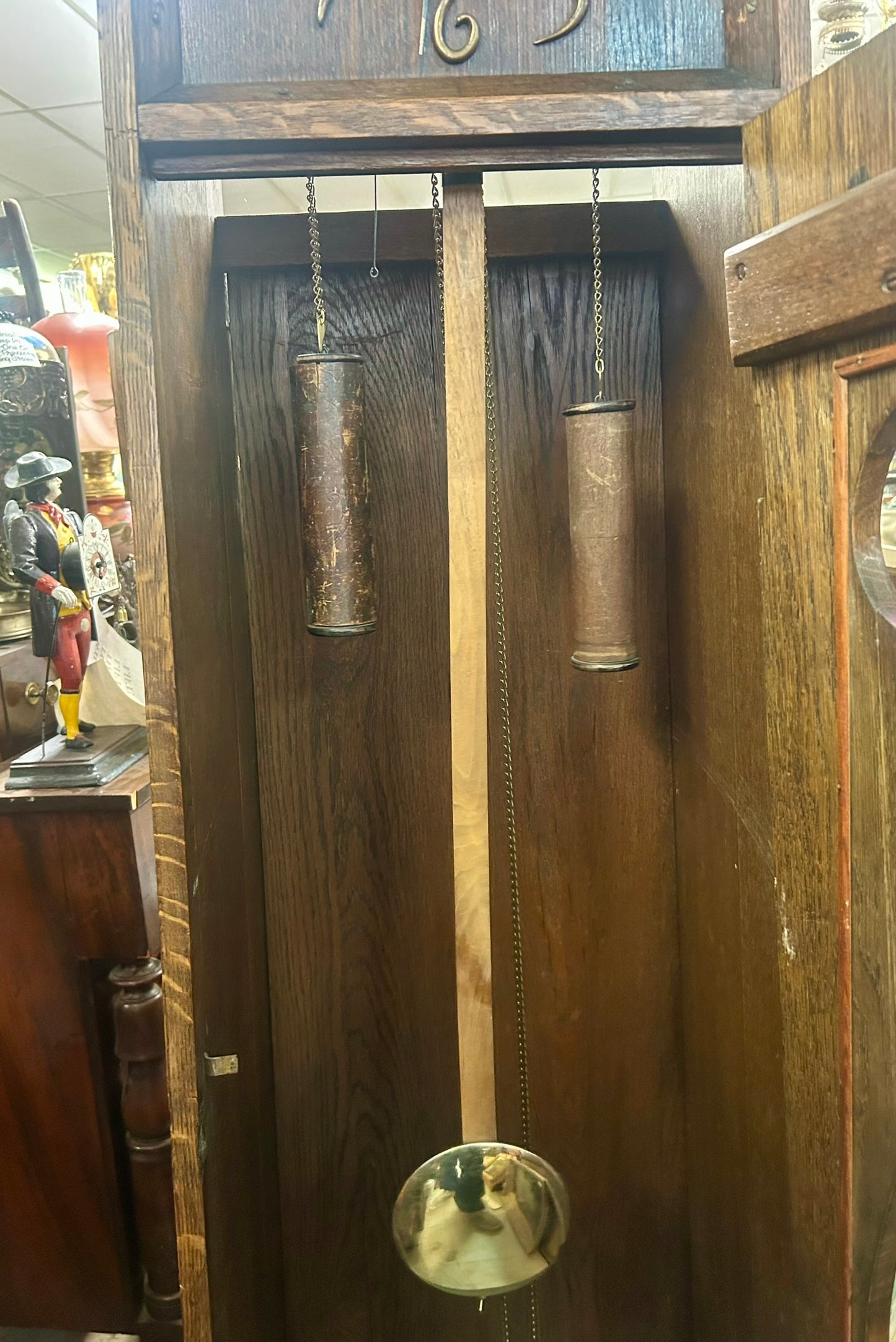 ARTS AND CRAFTS ANTIQUE OAK FLOOR CLOCK