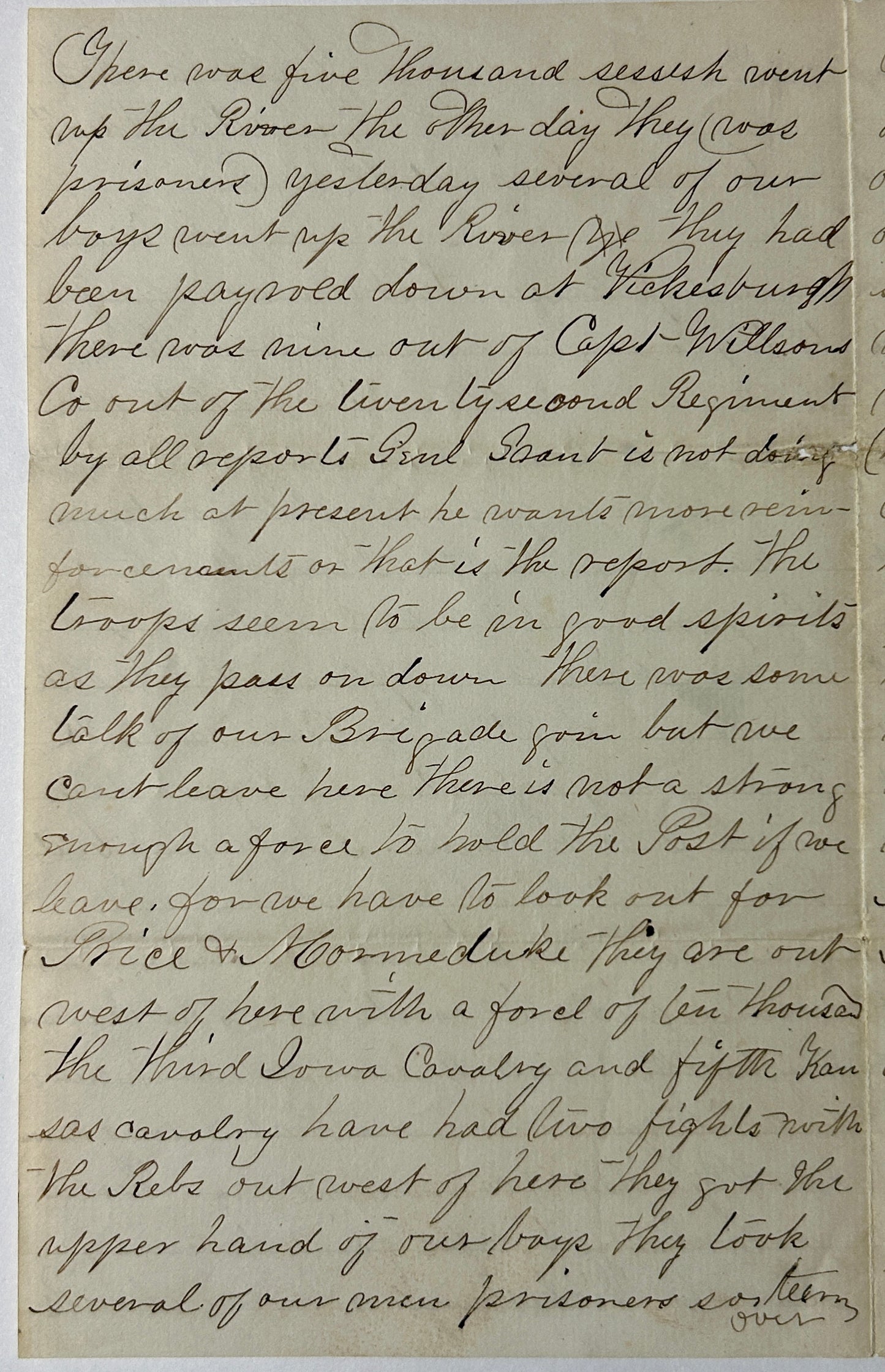 CIVIL WAR SOLDIER 36TH IOWA INFANTRY LETTER