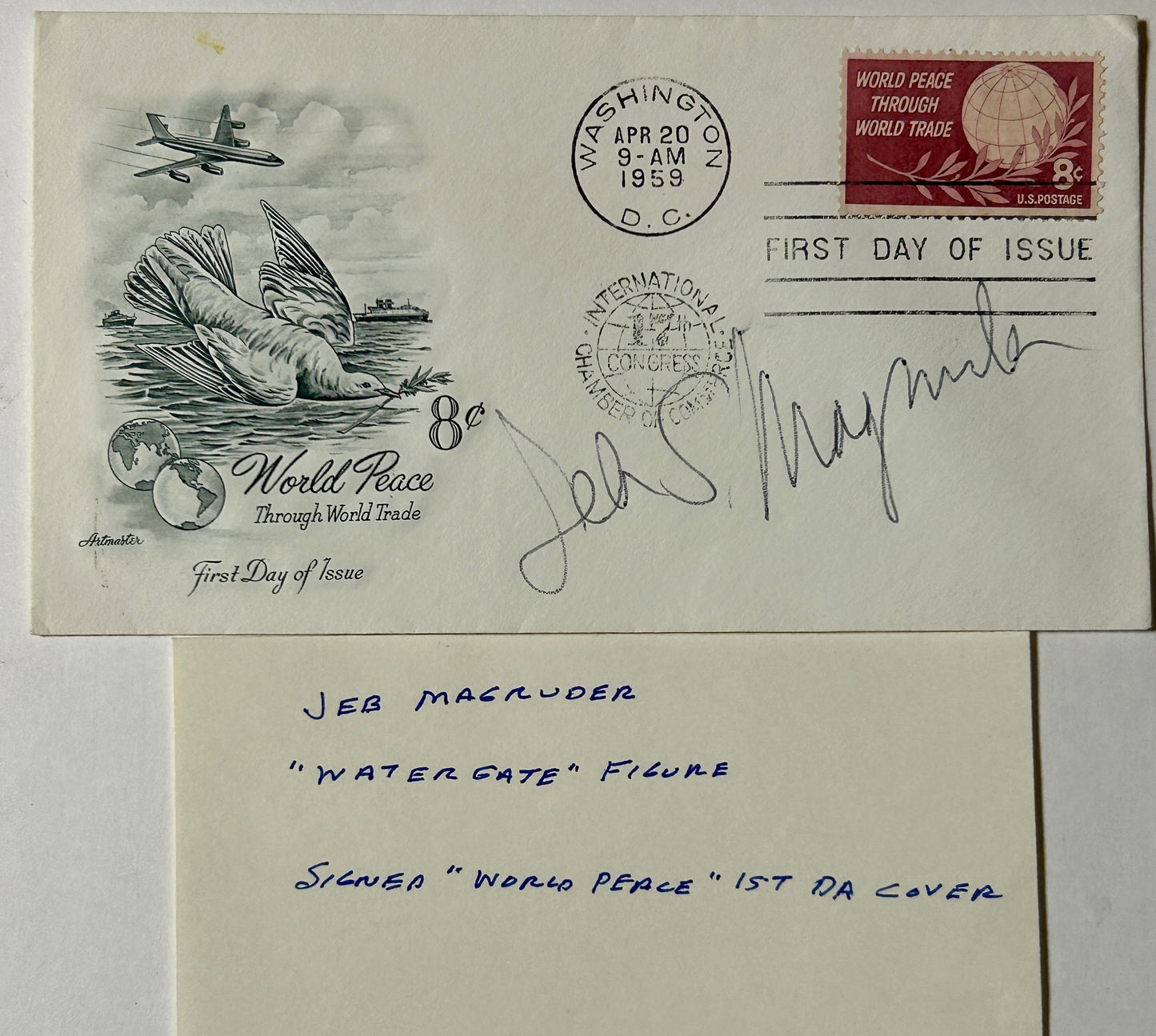 AUTOGRAPH OF JEB MAGRUDER "WATERGATE FIGURE" ON 1ST DAY COVER