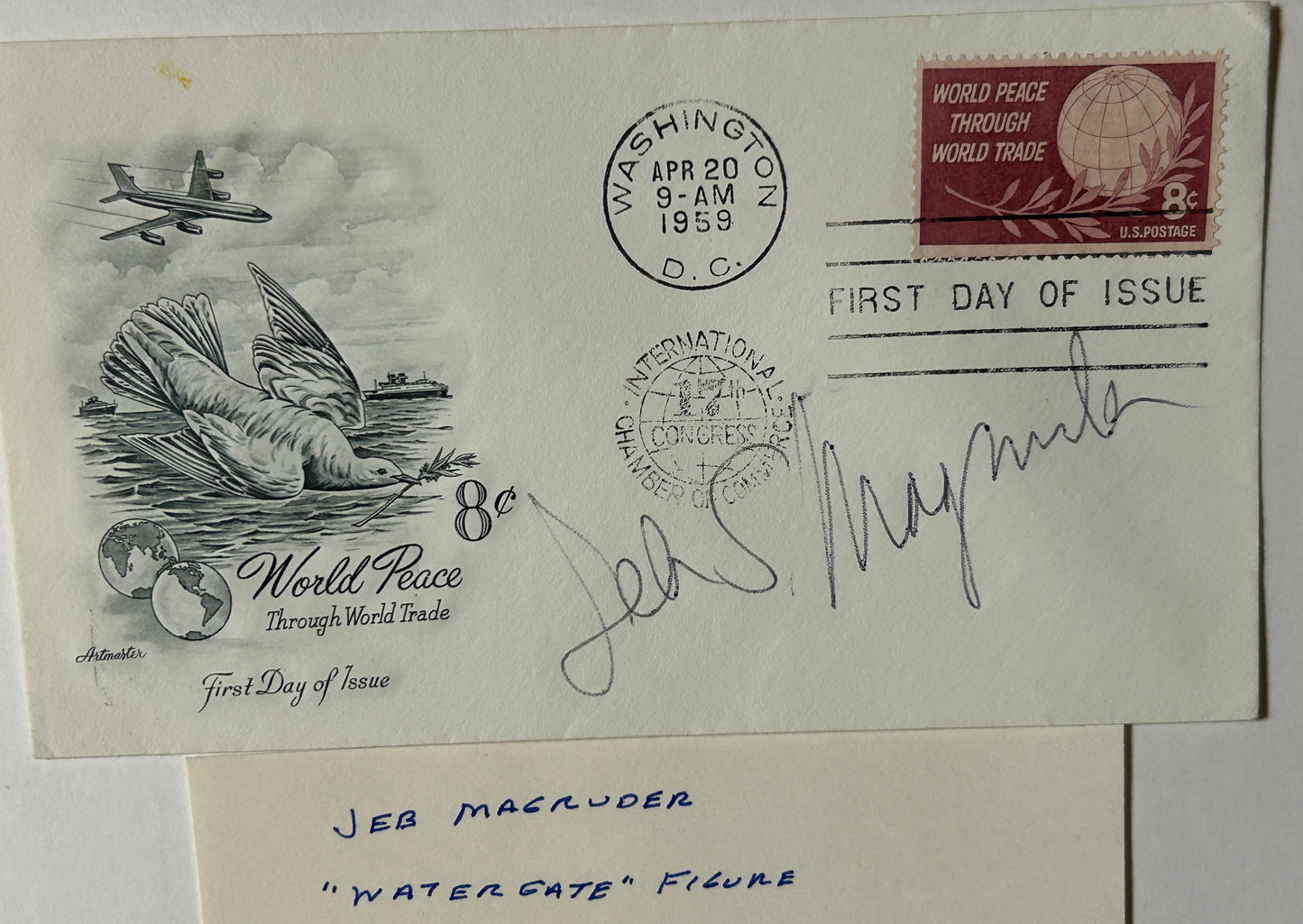 AUTOGRAPH OF JEB MAGRUDER "WATERGATE FIGURE" ON 1ST DAY COVER