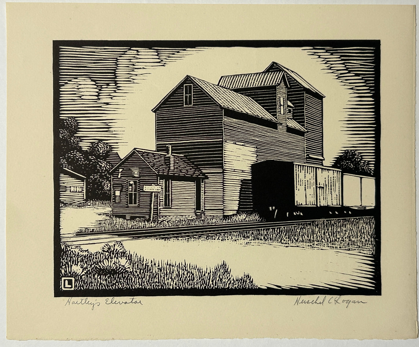 HERSCHEL LOGAN FAMOUS KANSAS ARTIST PRINT "HARTLEY'S ELEVATOR"