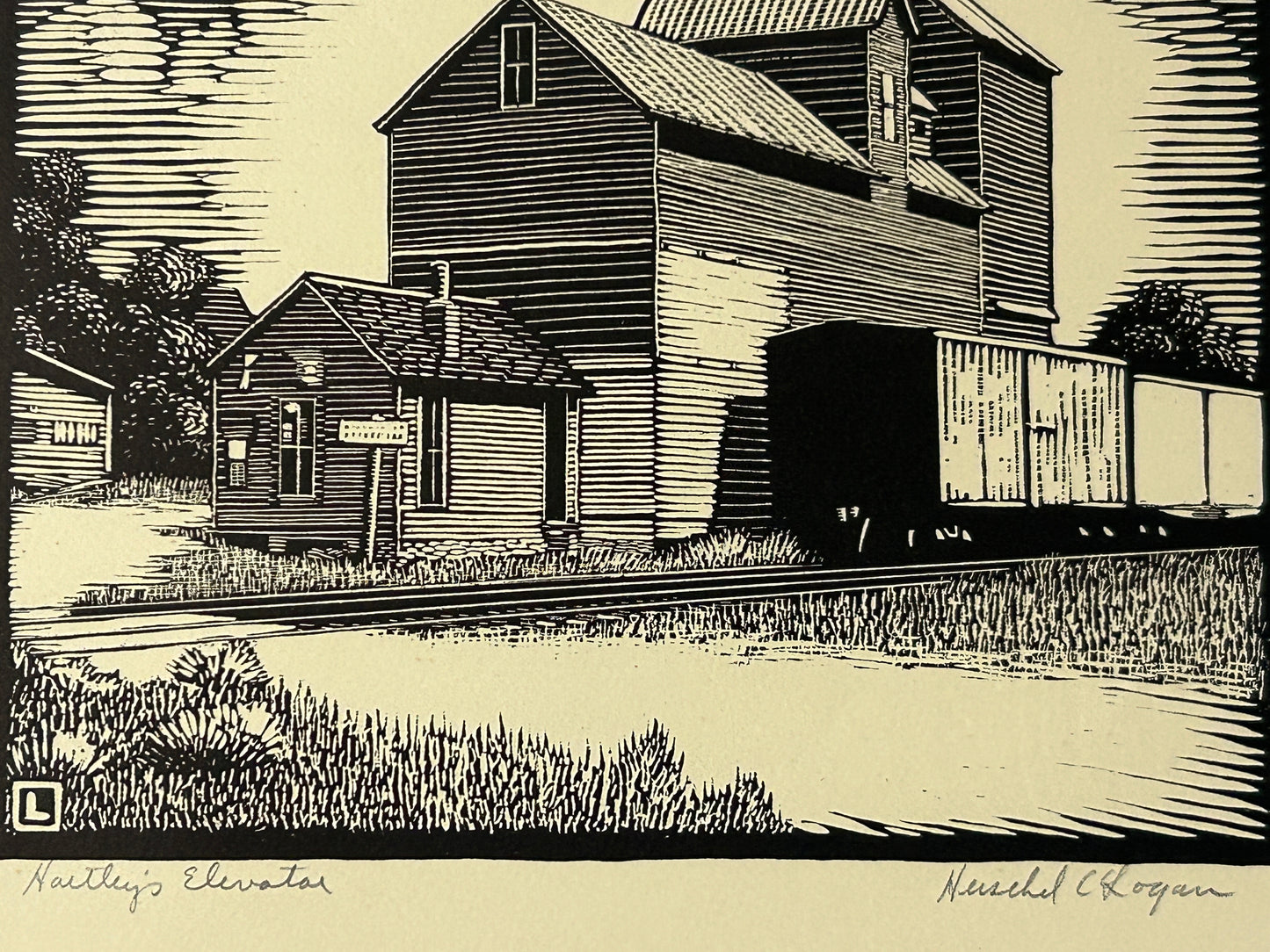 HERSCHEL LOGAN FAMOUS KANSAS ARTIST PRINT "HARTLEY'S ELEVATOR"