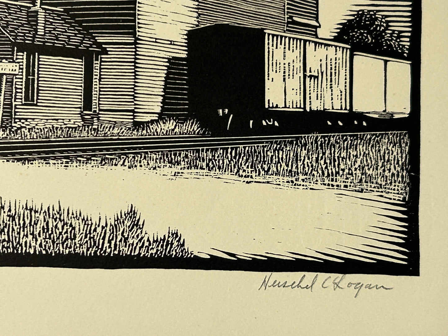 HERSCHEL LOGAN FAMOUS KANSAS ARTIST PRINT "HARTLEY'S ELEVATOR"