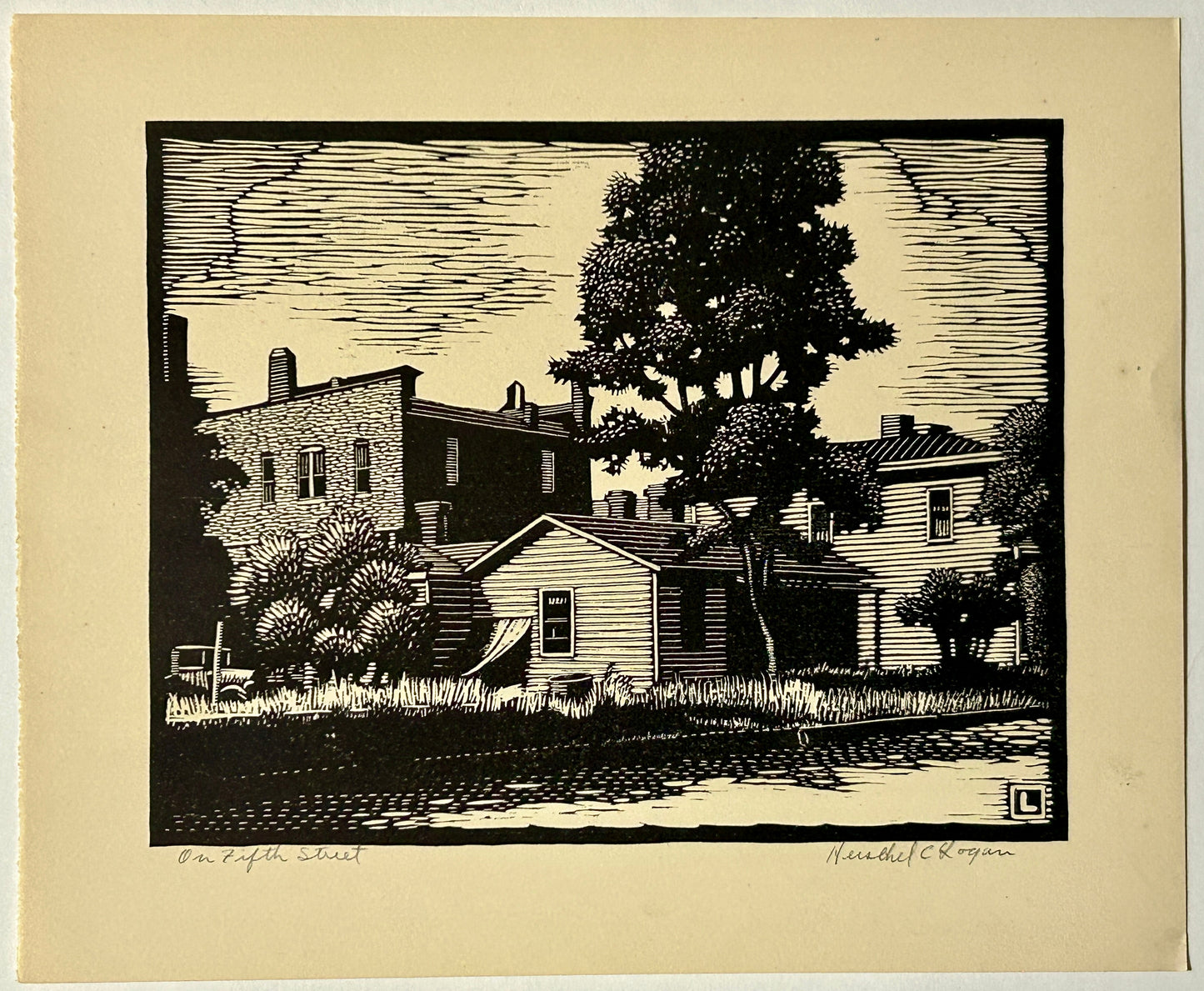 HERSCHEL LOGAN FAMOUS KANSAS ARTIST PRINT "ON FIFTH STREET"