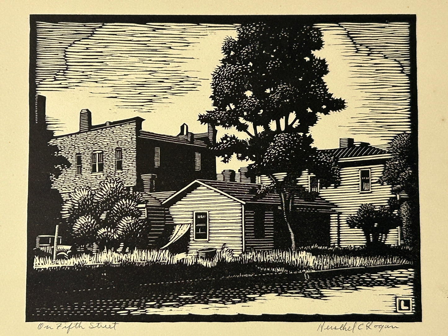HERSCHEL LOGAN FAMOUS KANSAS ARTIST PRINT "ON FIFTH STREET"